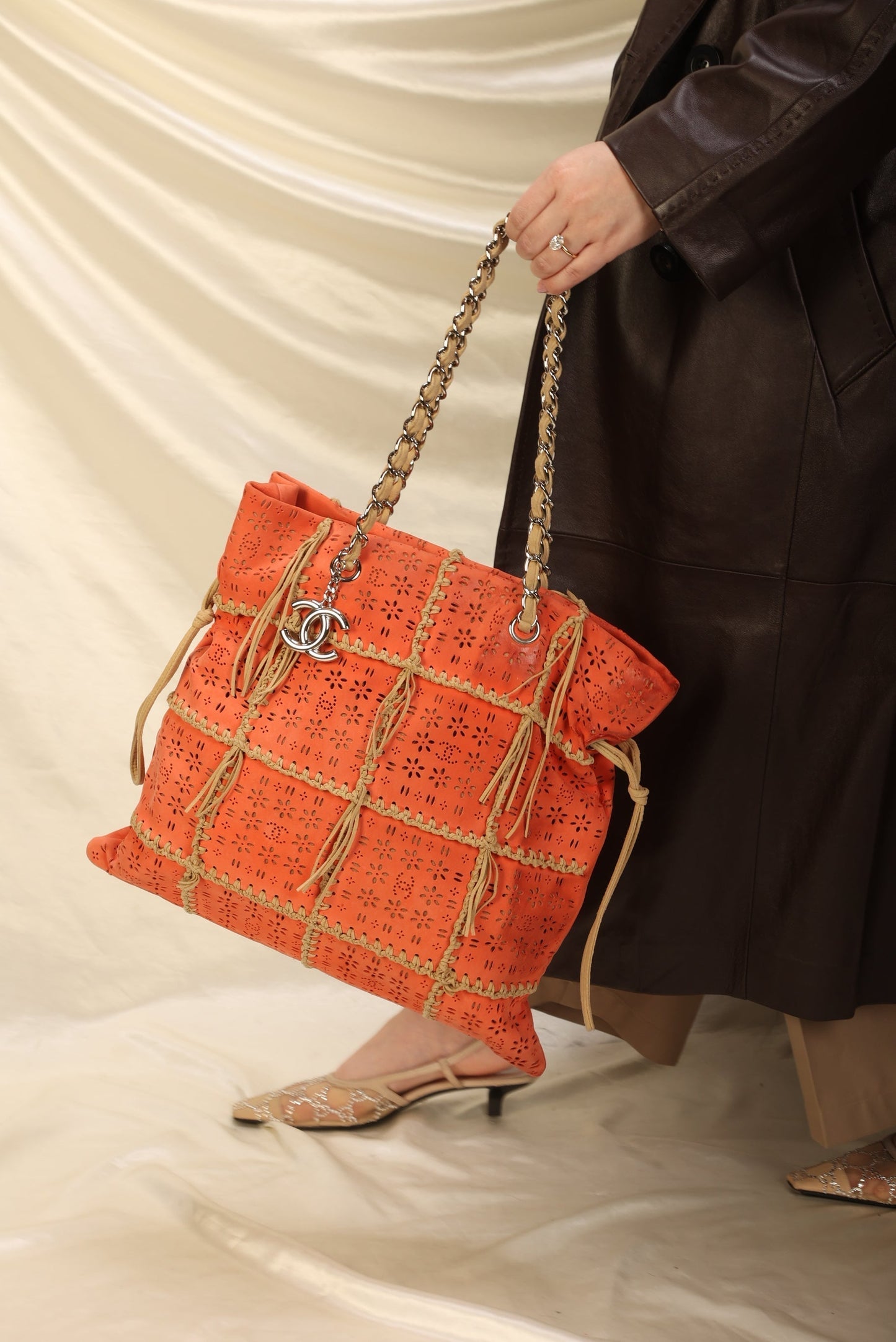 Extremely Rare Chanel Suede Fringe Tote