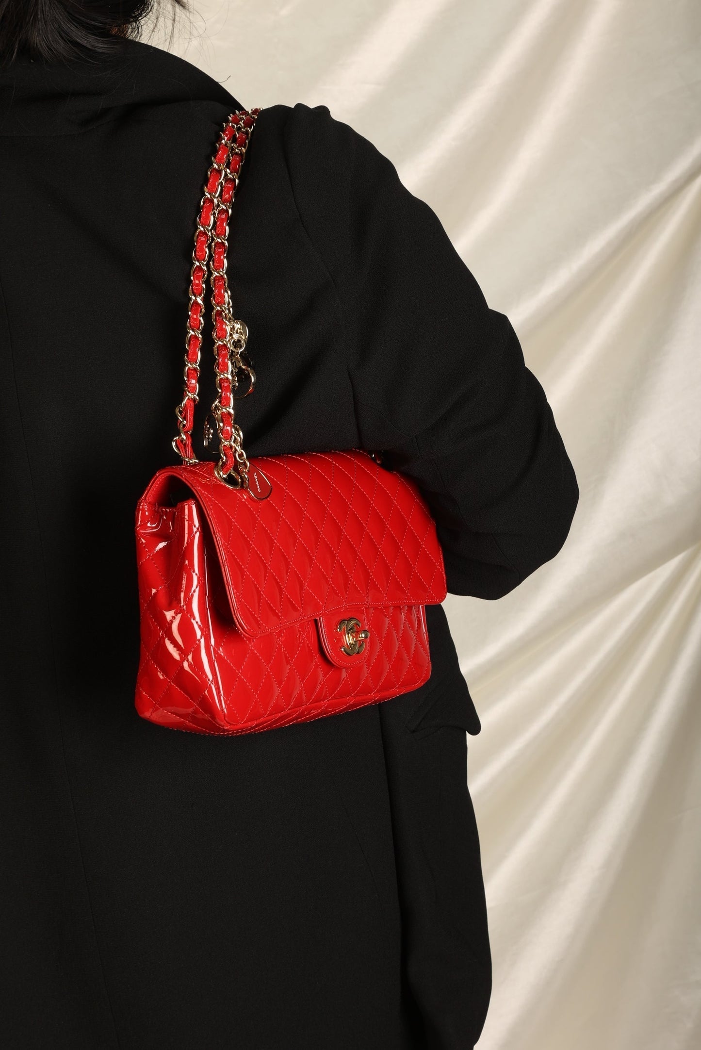 Extremely Rare Chanel Patent Charm Flap Bag