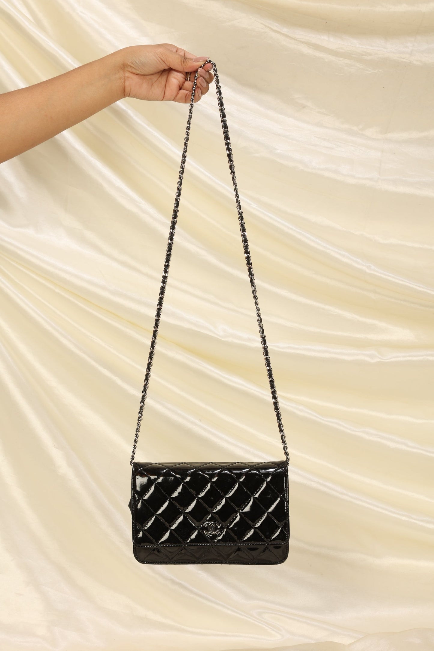 Chanel Patent Wallet On Chain