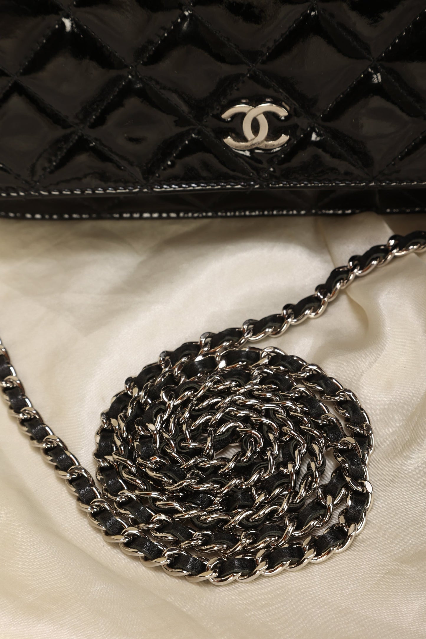 Chanel Patent Wallet On Chain