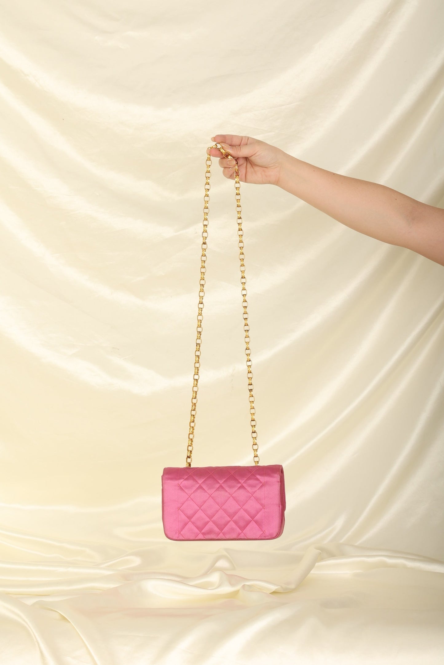 Extremely Rare Chanel 1989 Satin Bijoux Chain Mini Diana