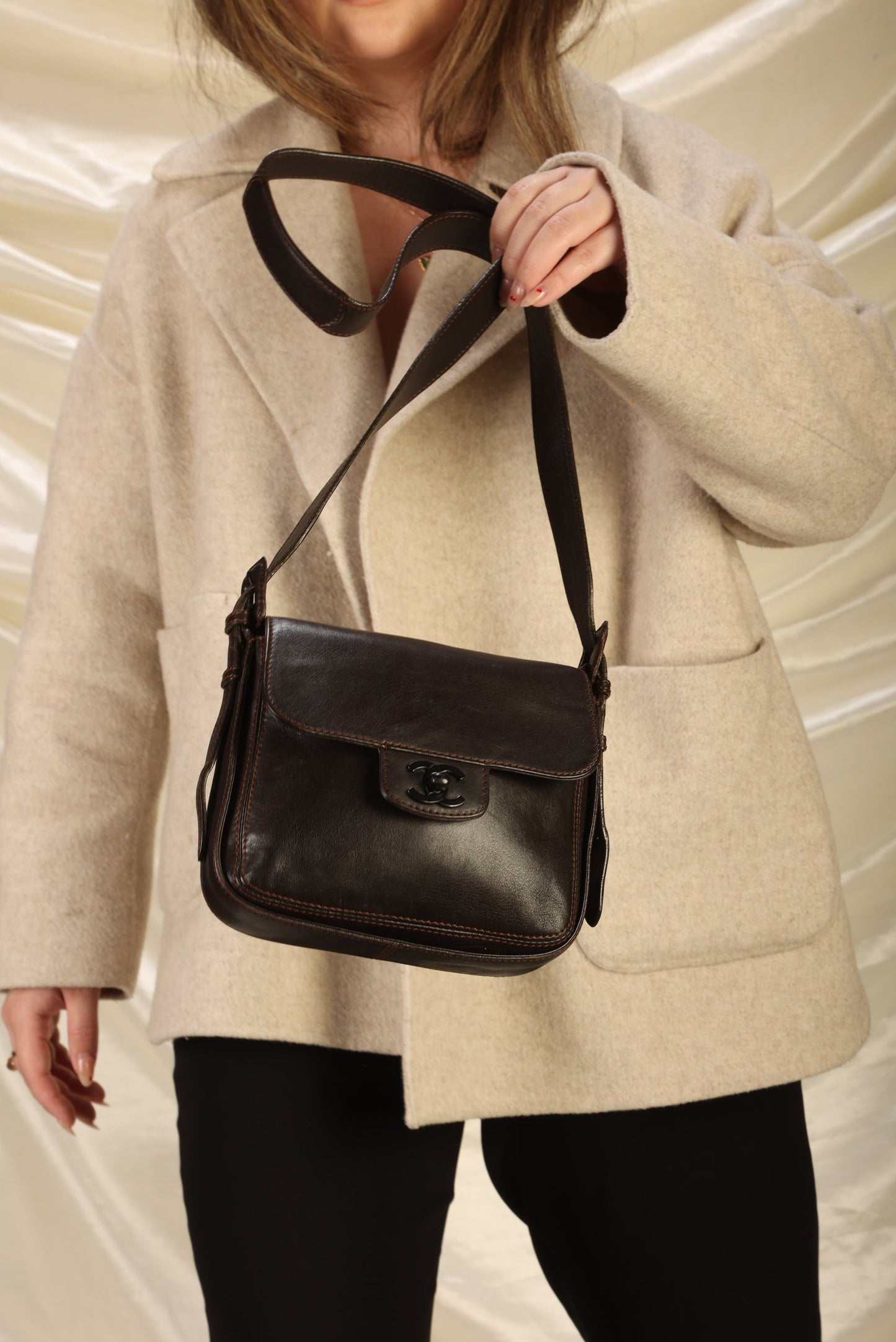 Extremely Rare Chanel Calfskin Crossbody Half Flap