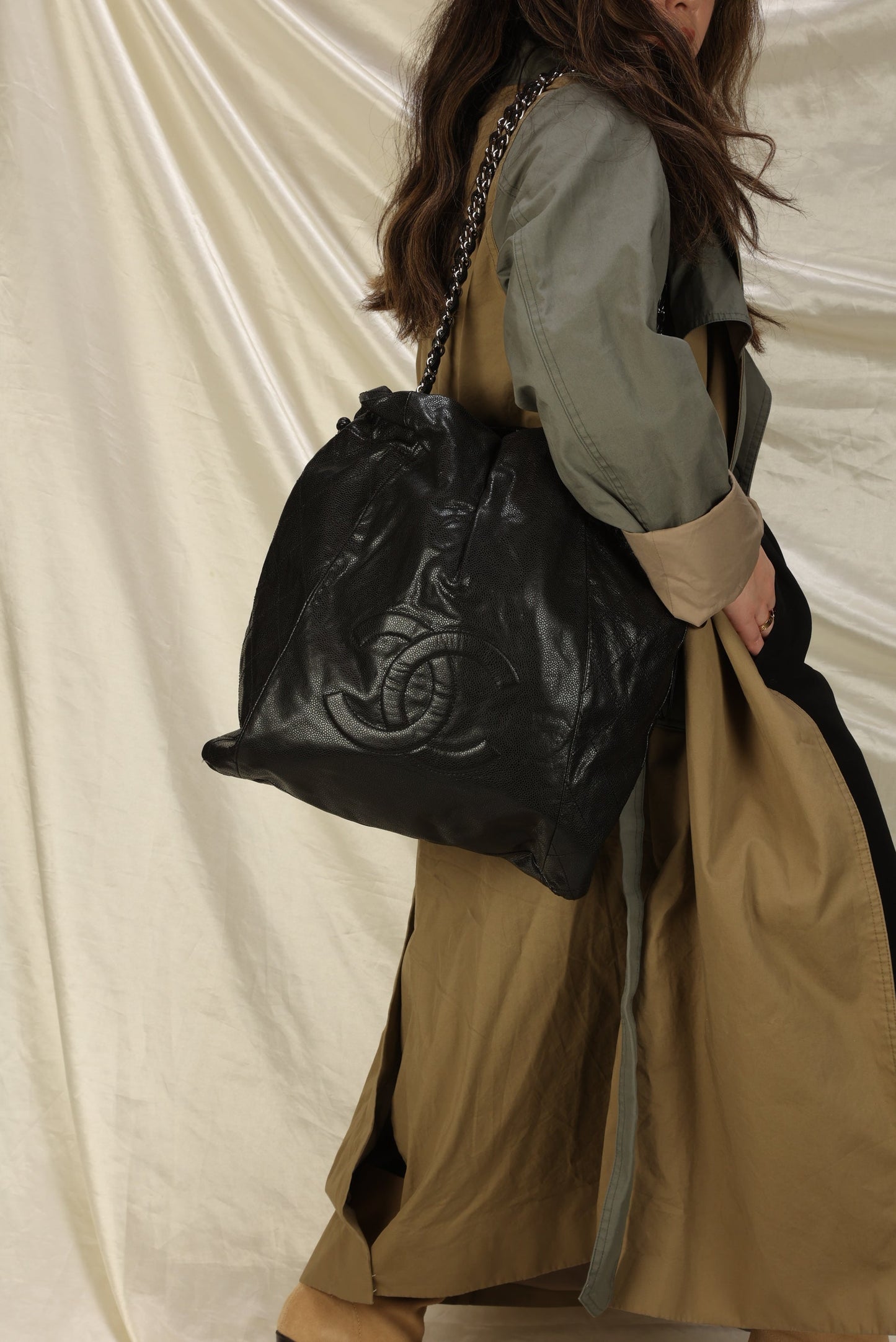Chanel Timeless Caviar Drawstring Tote