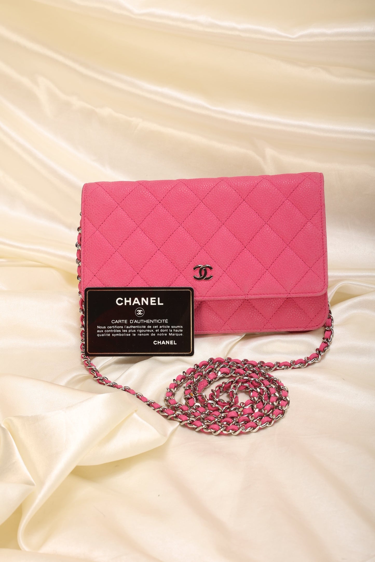 Chanel Caviar Pink Wallet on Chain
