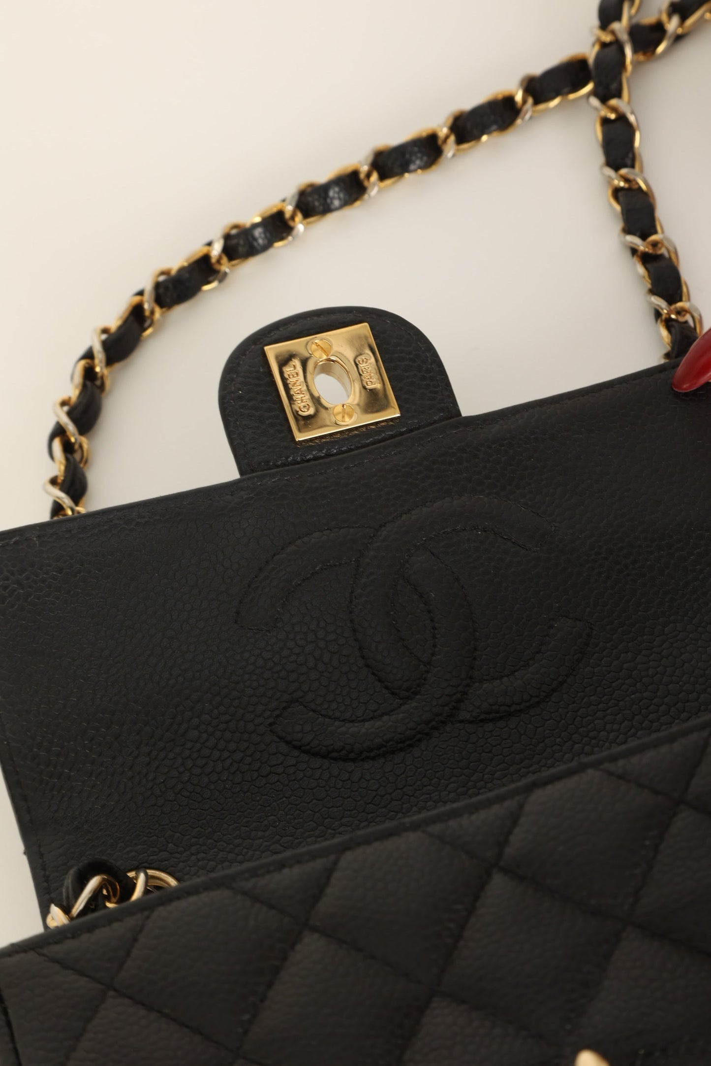Extremely Rare Chanel 2004 Caviar 24K Mini Square Flap
