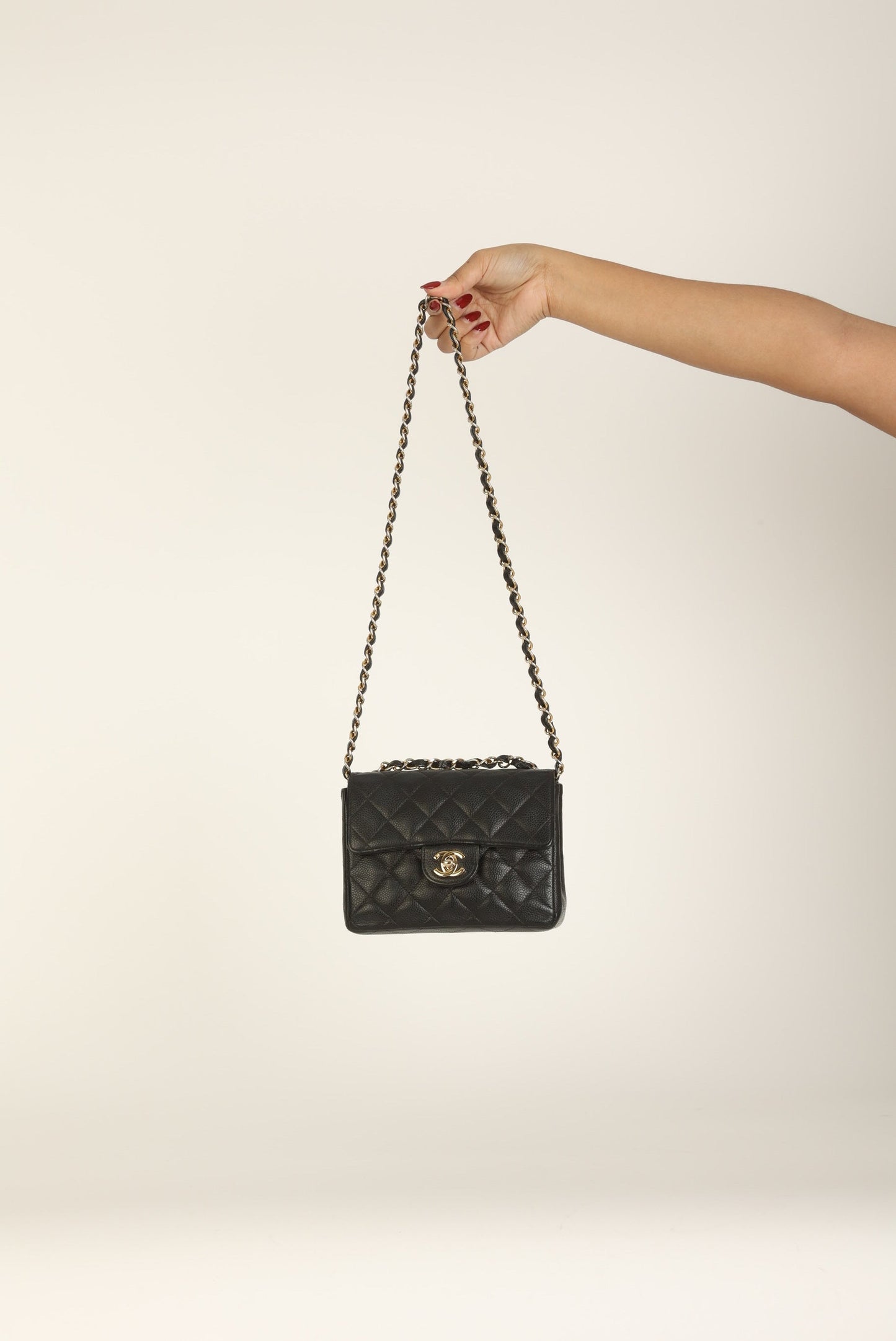 Extremely Rare Chanel 2004 Caviar 24K Mini Square Flap
