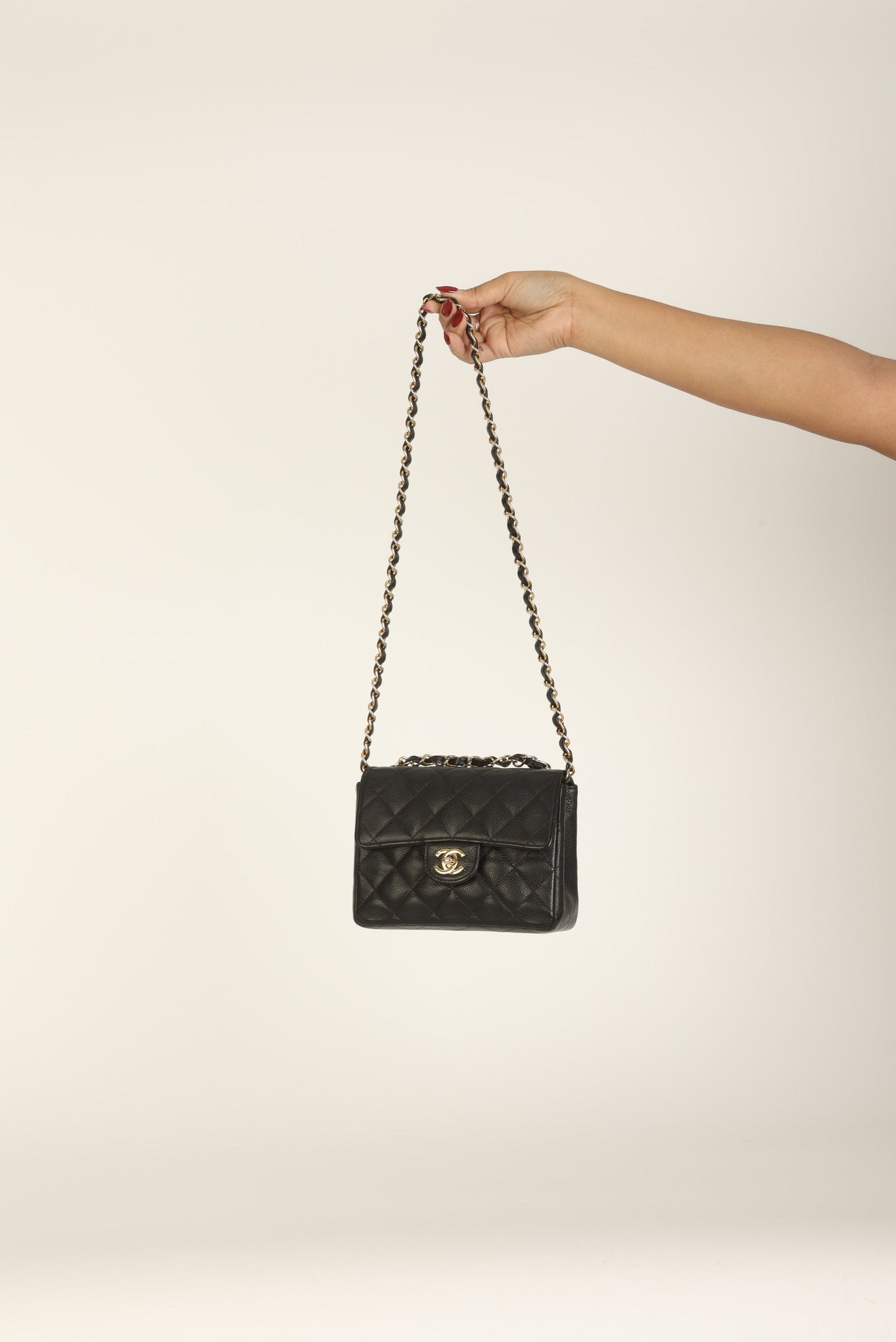 Extremely Rare Chanel 2004 Caviar 24K Mini Square Flap