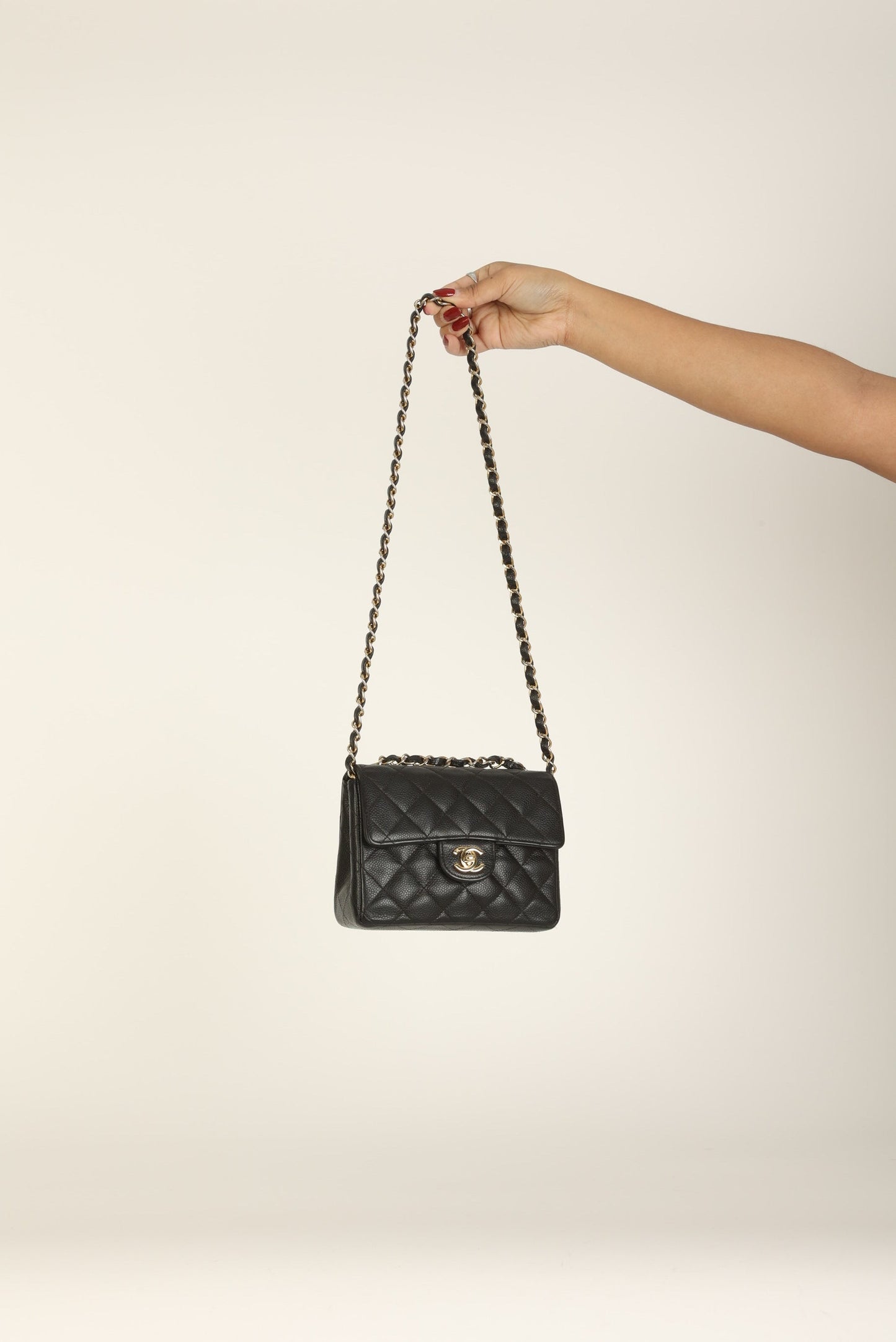 Extremely Rare Chanel 2004 Caviar 24K Mini Square Flap