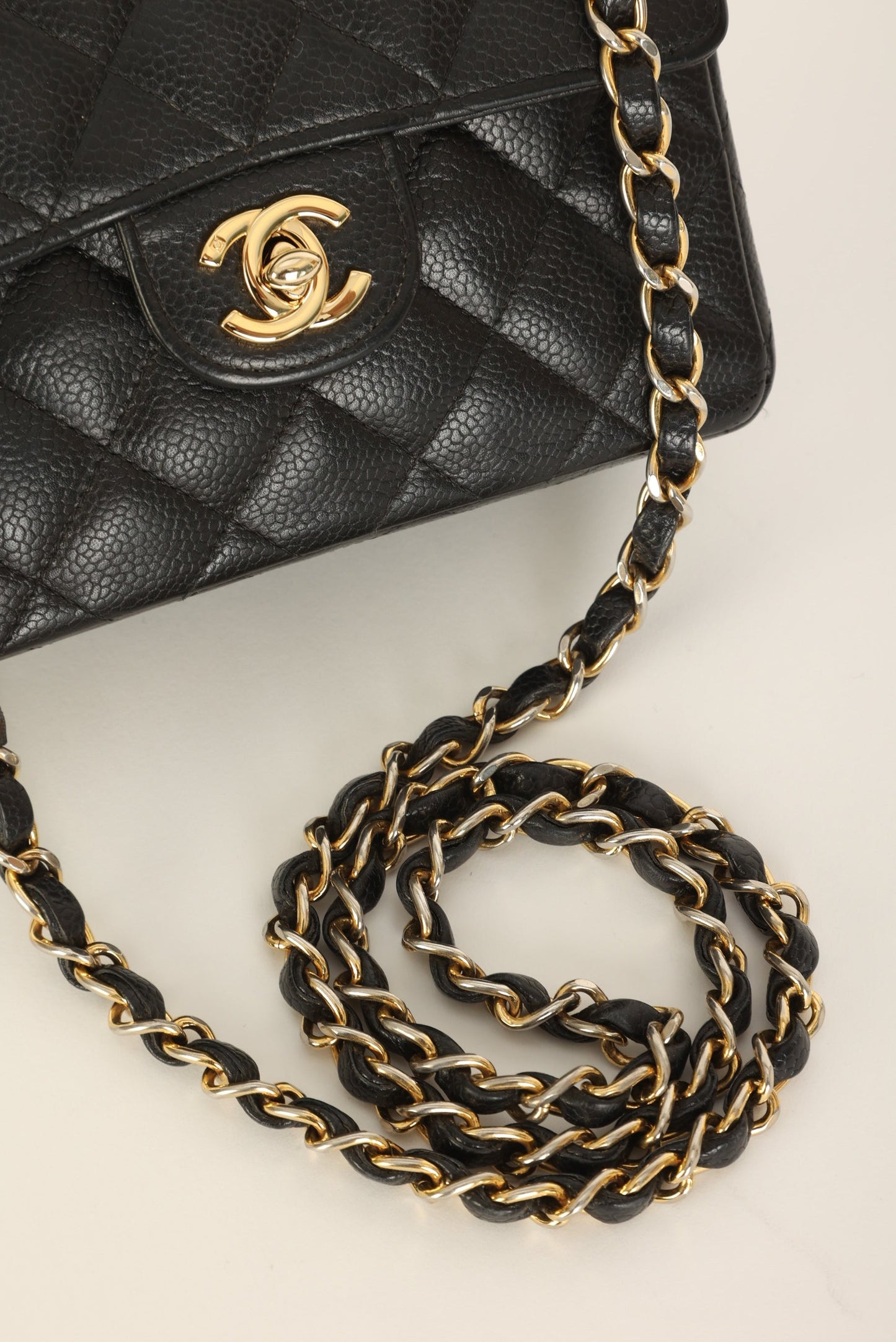 Extremely Rare Chanel 2004 Caviar 24K Mini Square Flap
