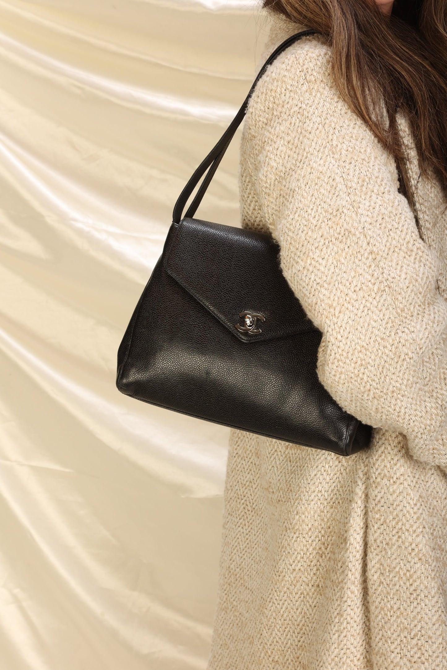 Chanel Caviar Turnlock Shoulder Bag