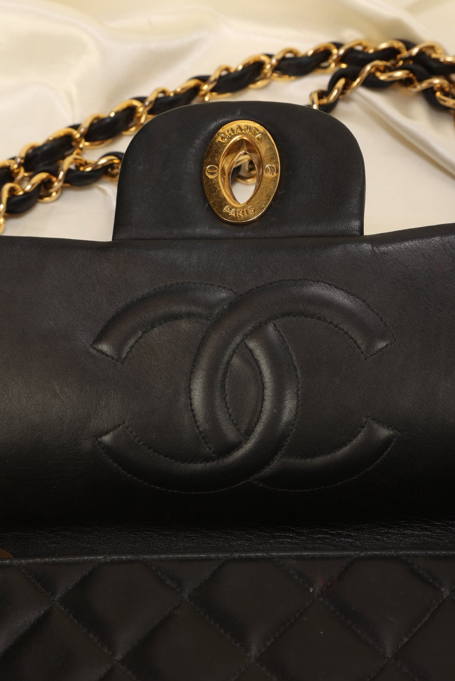 Chanel XL Logo Lambskin Jumbo Flap