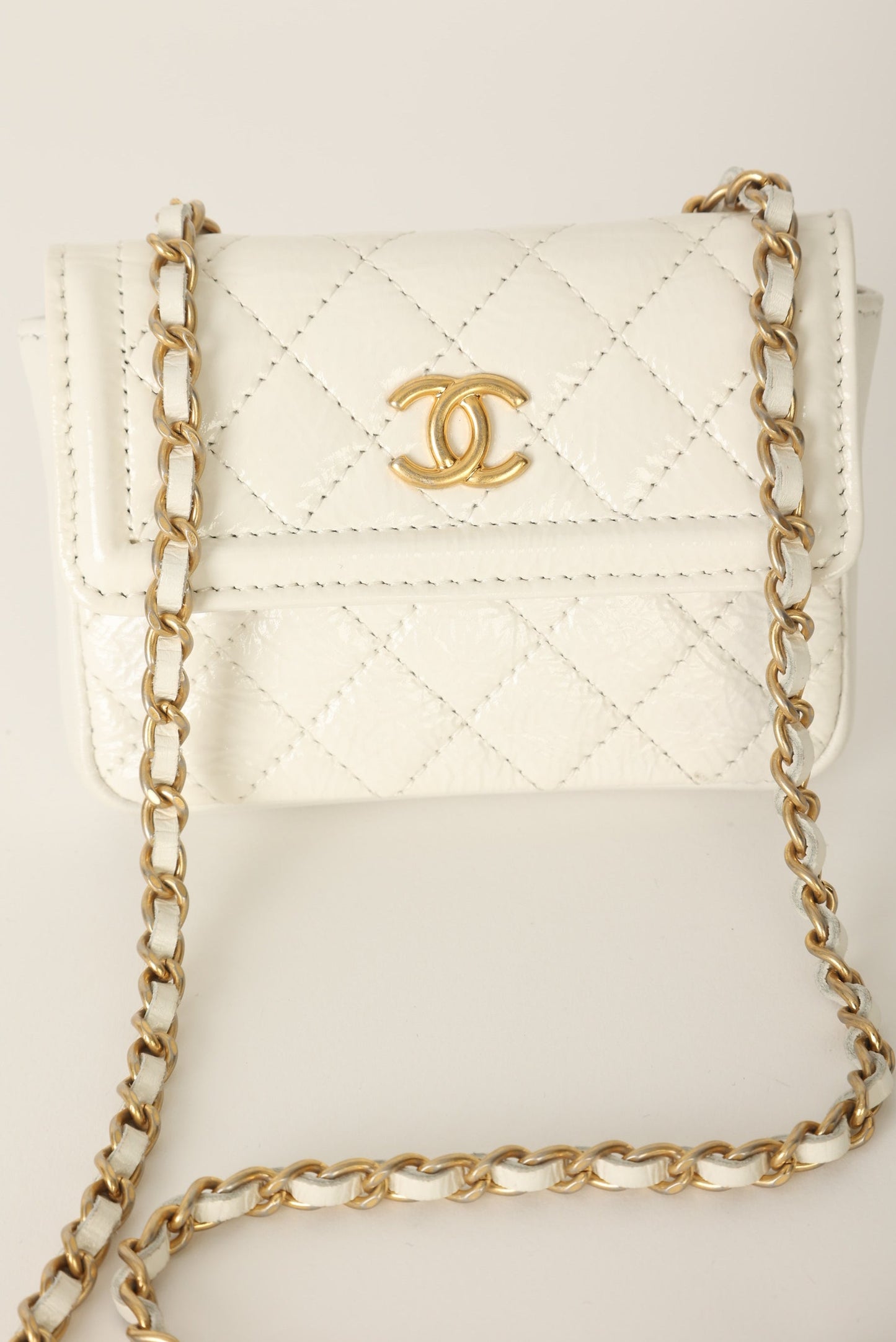 Chanel 2020 Patent White Micro Flap