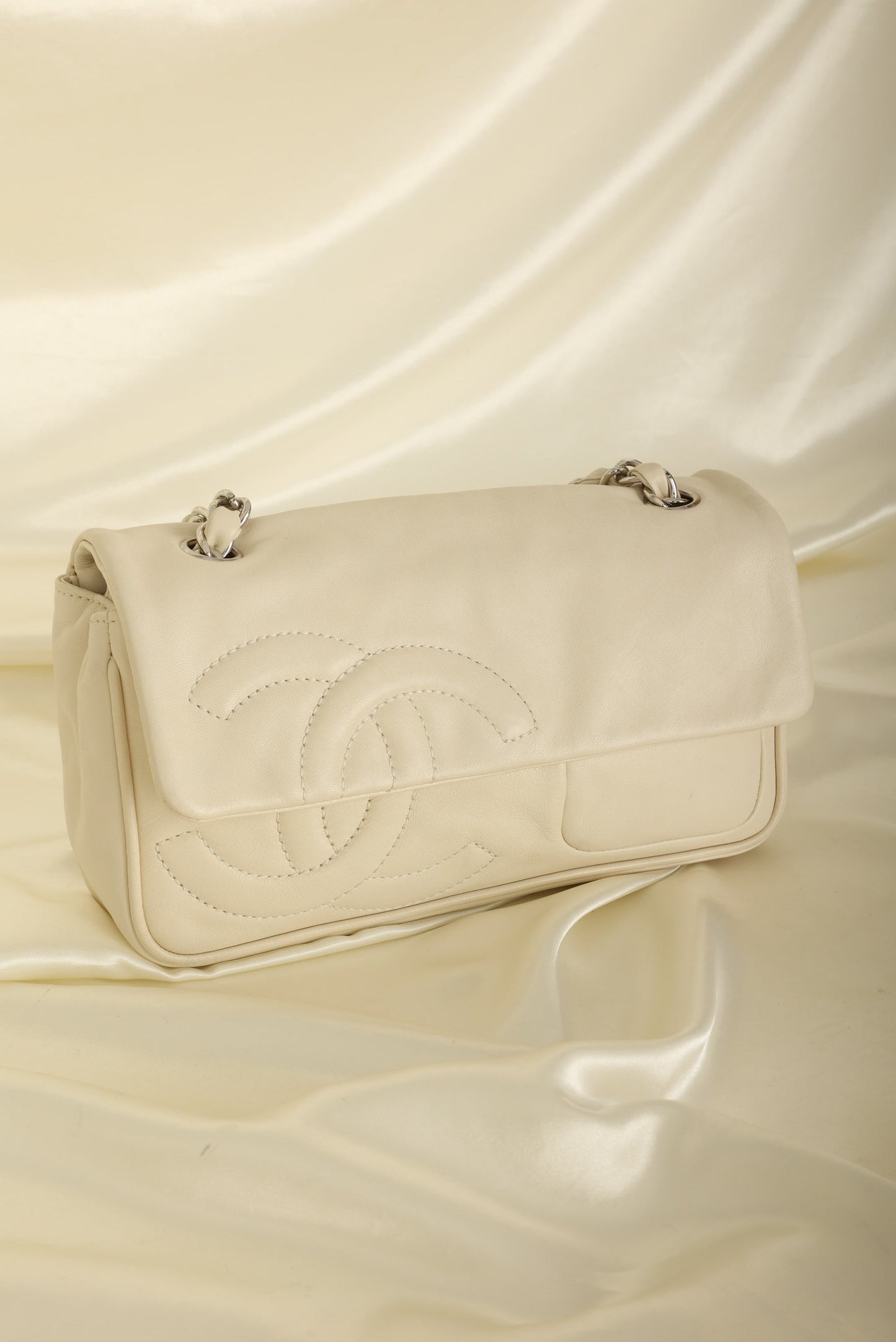 Chanel 2006 Calfskin Diagonal CC Flap Bag