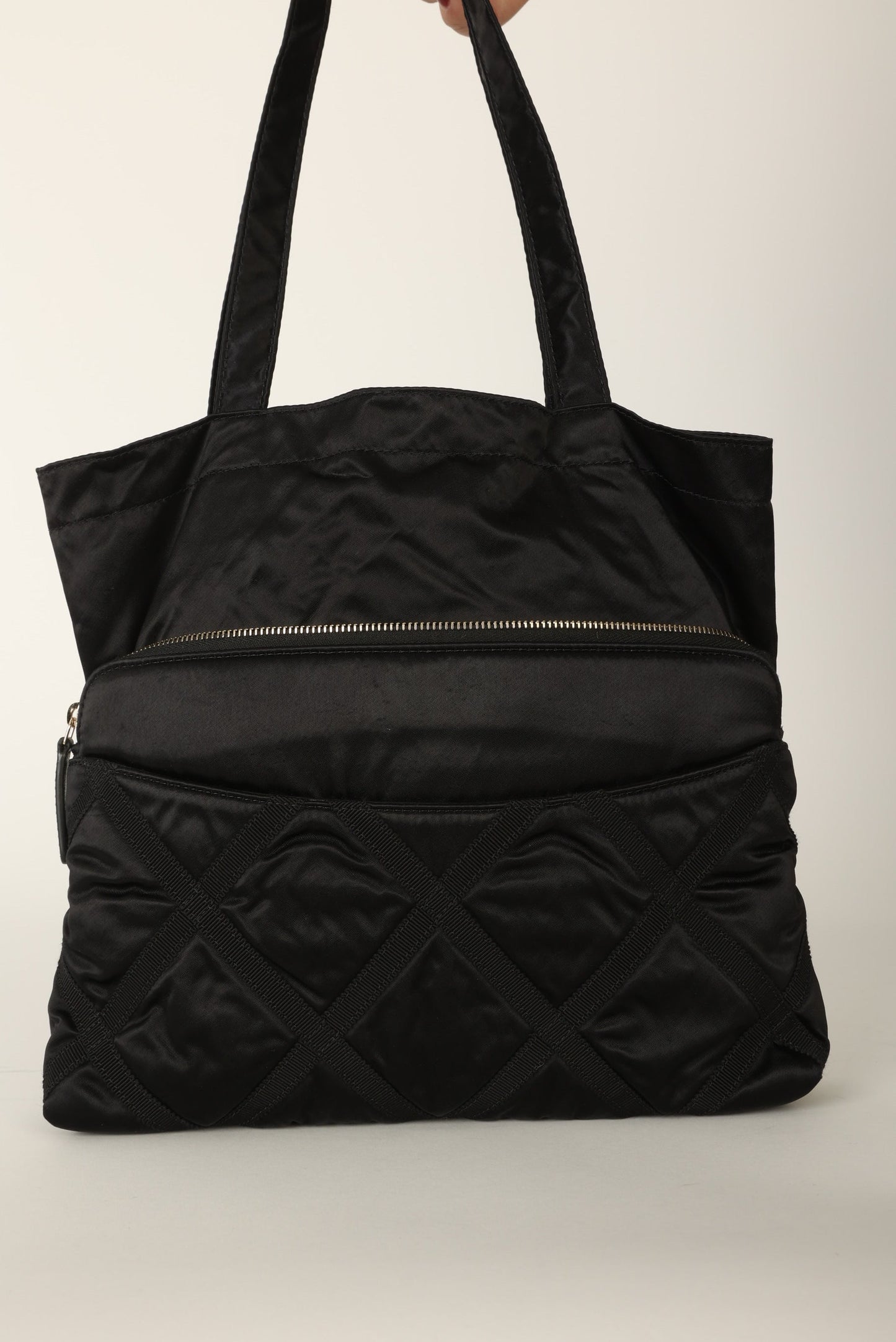 Chanel 2022 Satin Zip Clutch Tote