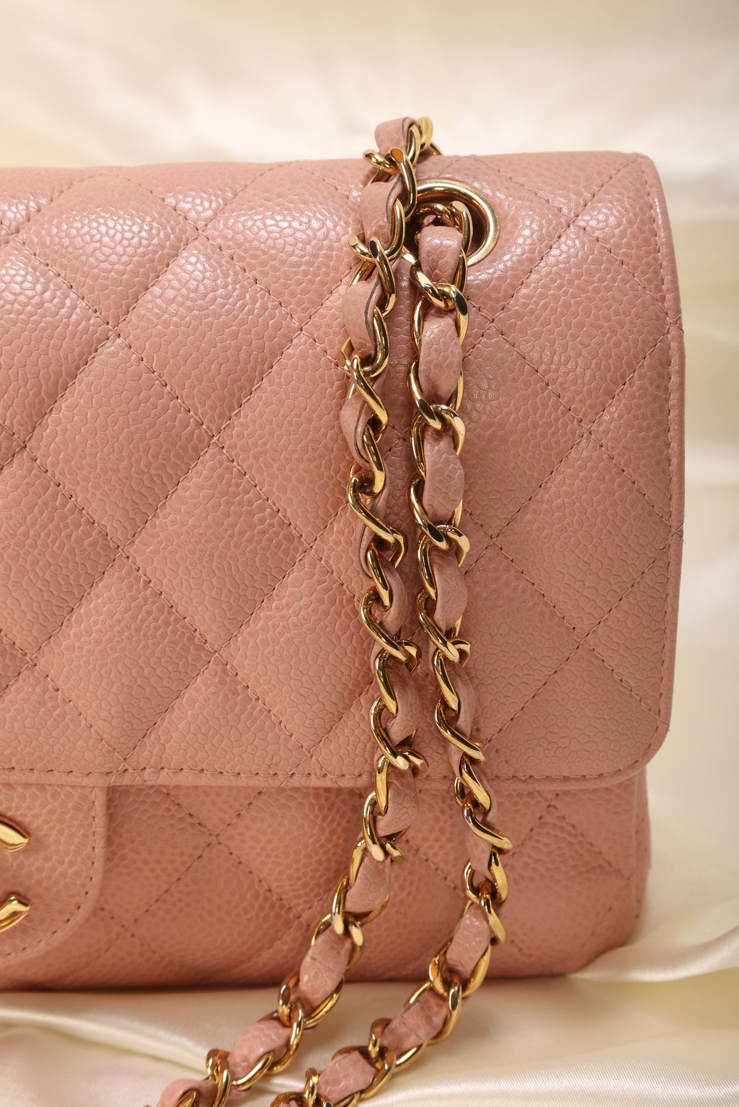 Extremely Rare 2004 Chanel Caviar Pink Double Flap