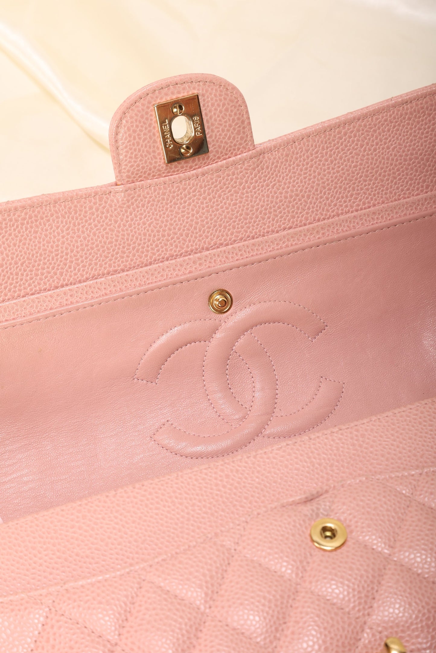 Extremely Rare 2004 Chanel Caviar Pink Double Flap