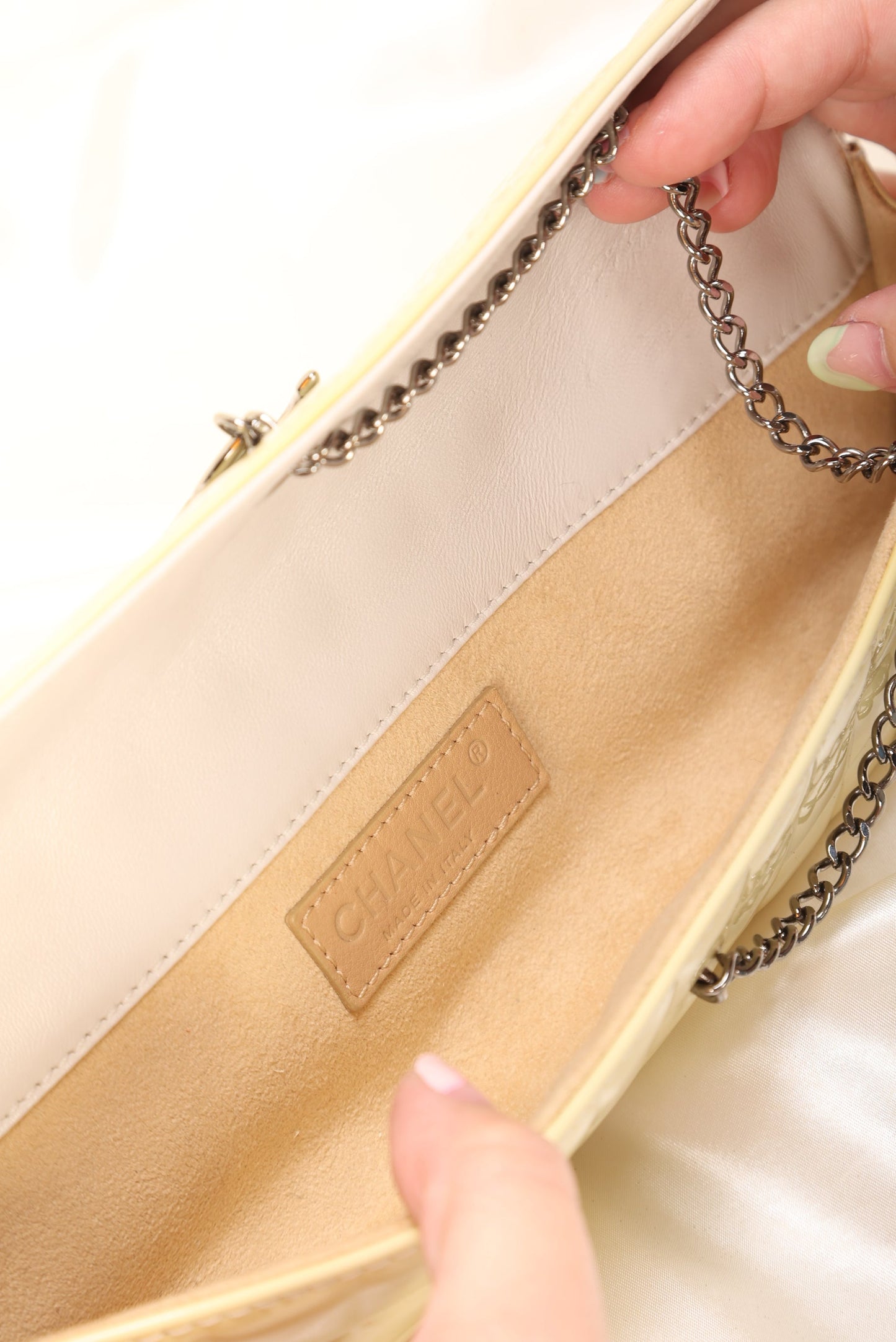 Chanel Patent Yellow Chocolate Bar Clutch