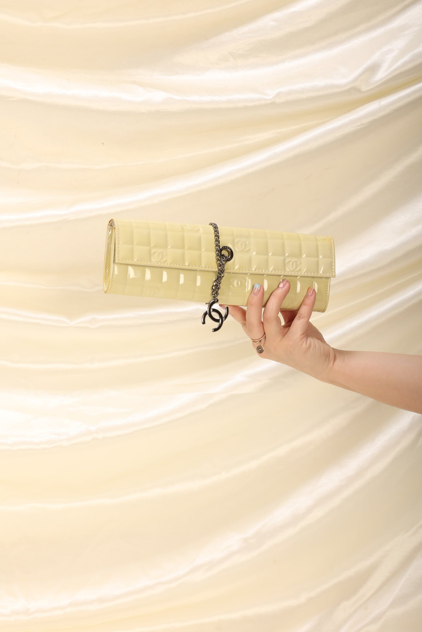 Chanel Patent Yellow Chocolate Bar Clutch