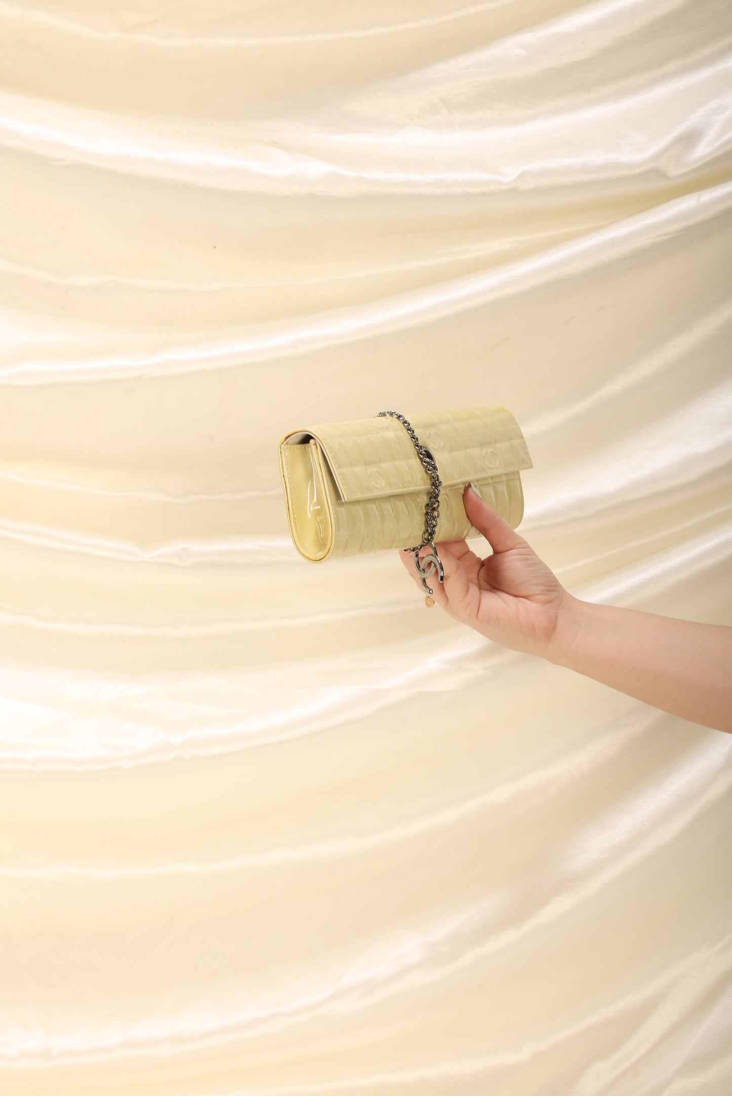 Chanel Patent Yellow Chocolate Bar Clutch