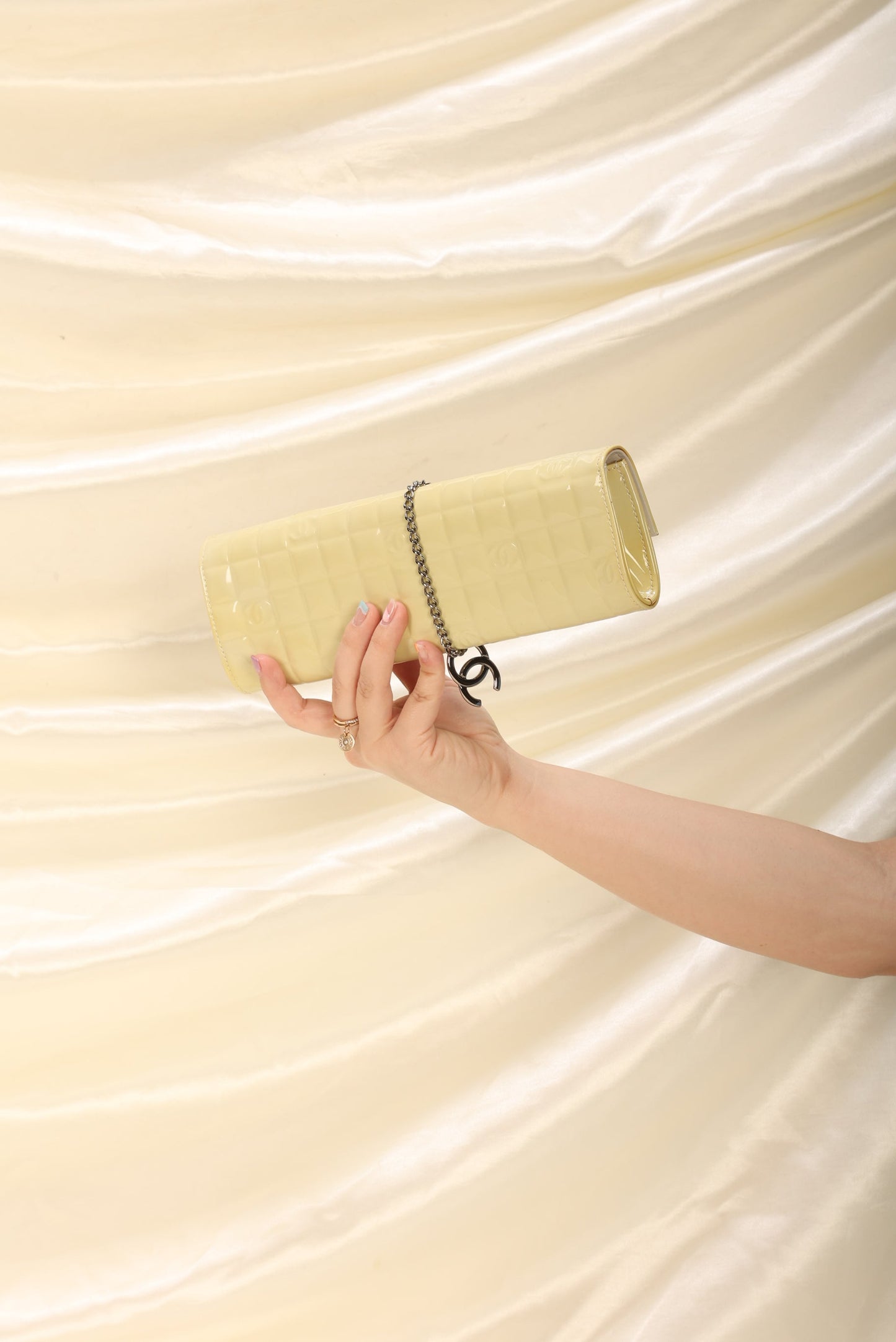 Chanel Patent Yellow Chocolate Bar Clutch
