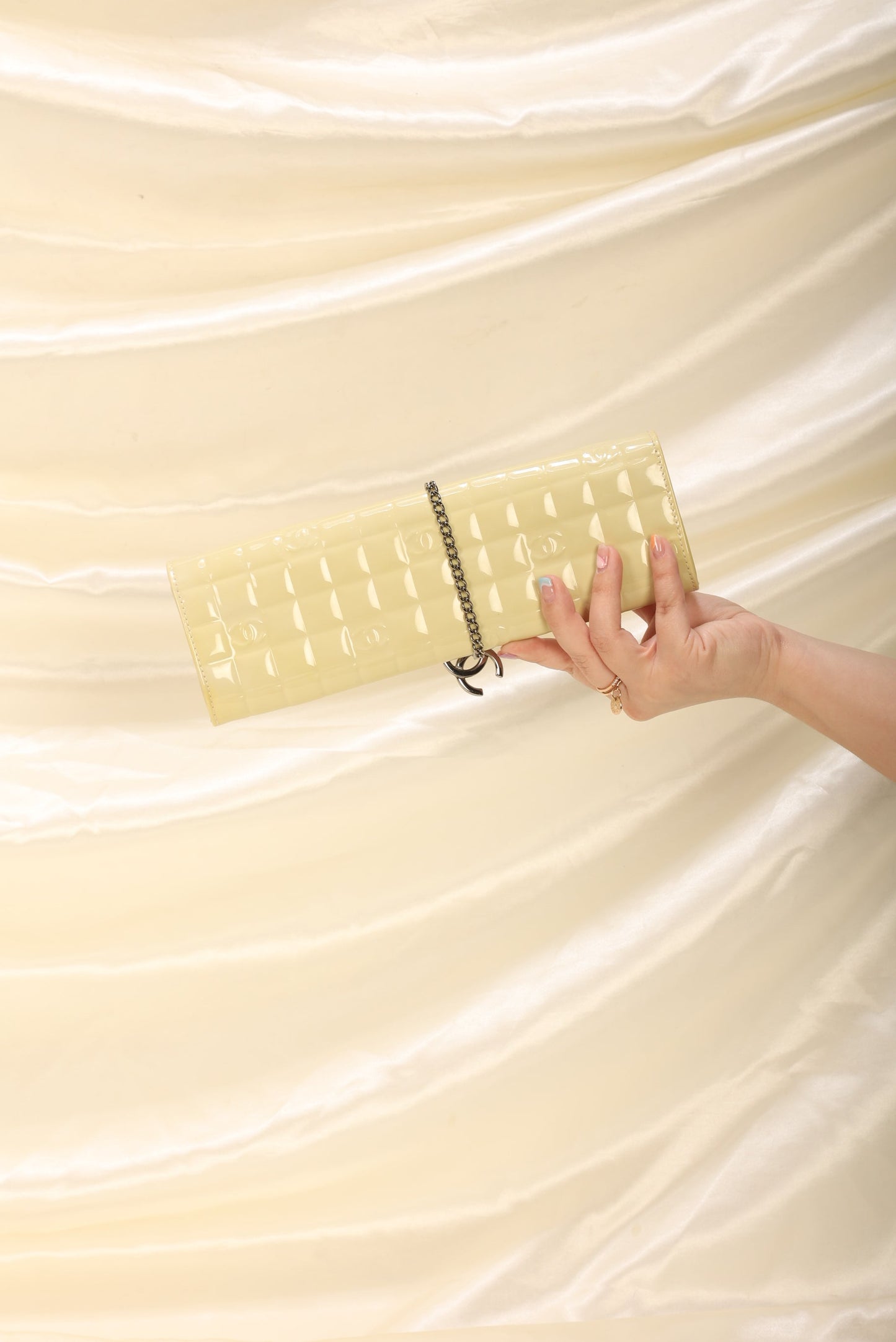 Chanel Patent Yellow Chocolate Bar Clutch