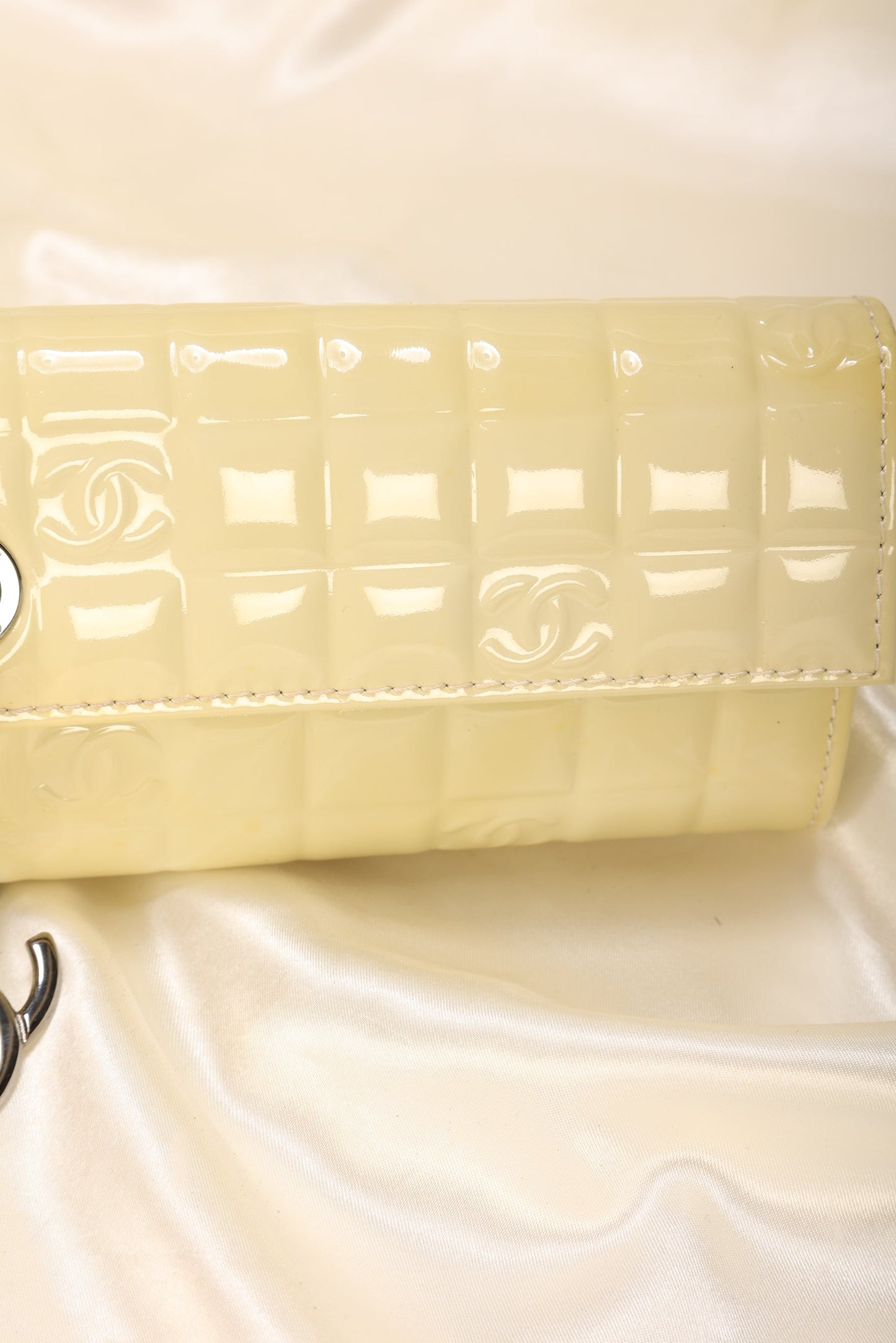 Chanel Patent Yellow Chocolate Bar Clutch