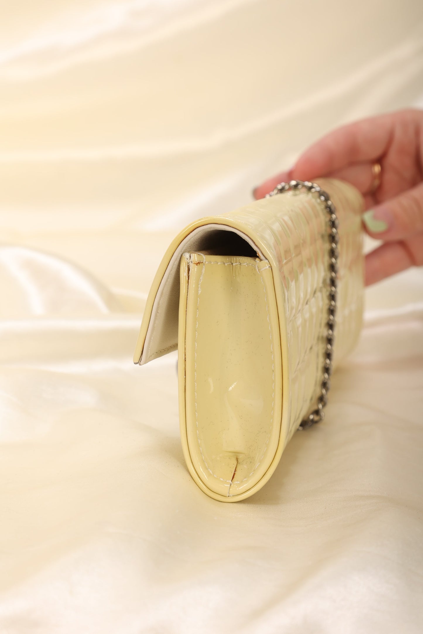 Chanel Patent Yellow Chocolate Bar Clutch
