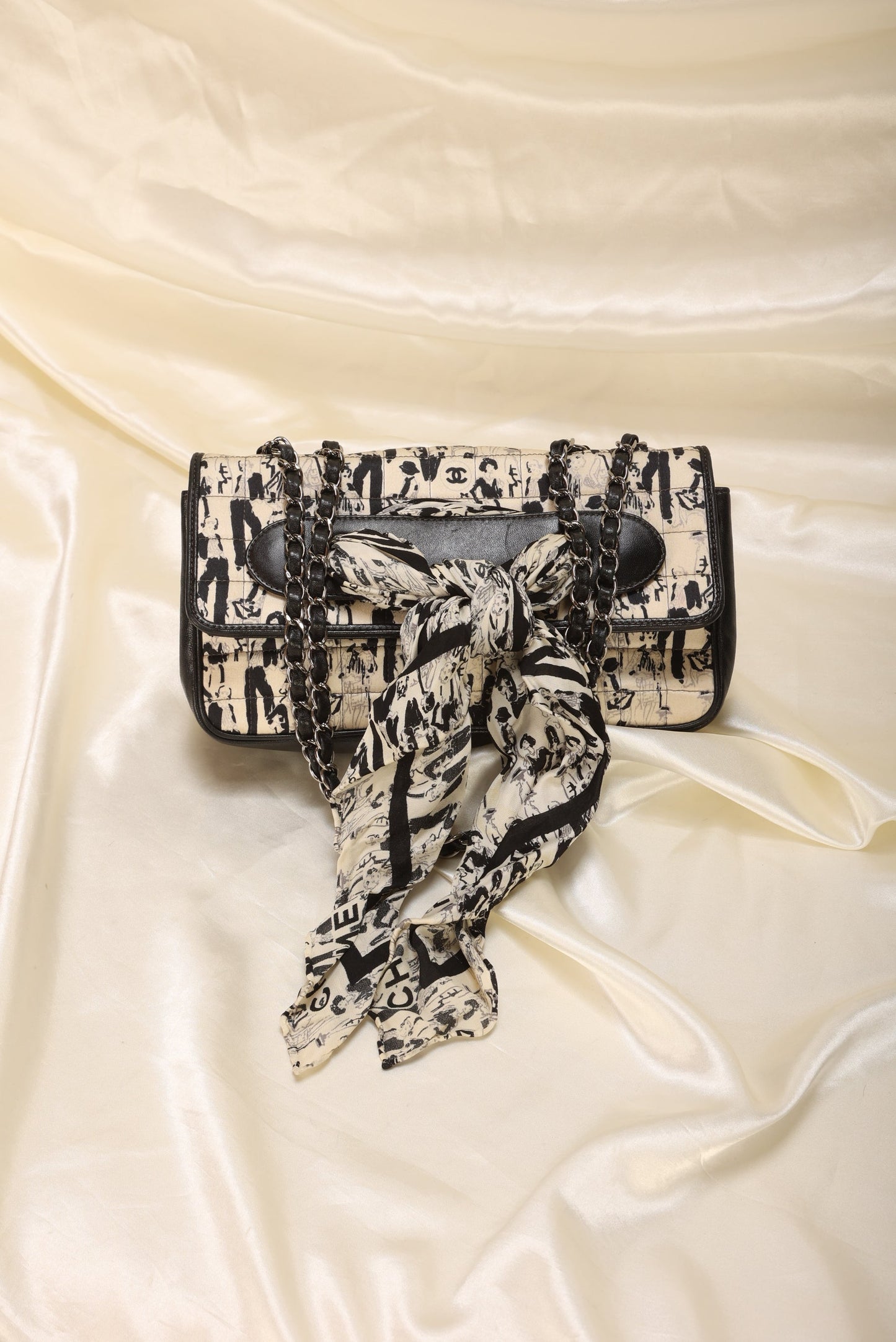 Extremely Rare Chanel Satin Coco Scarf Flap Bag