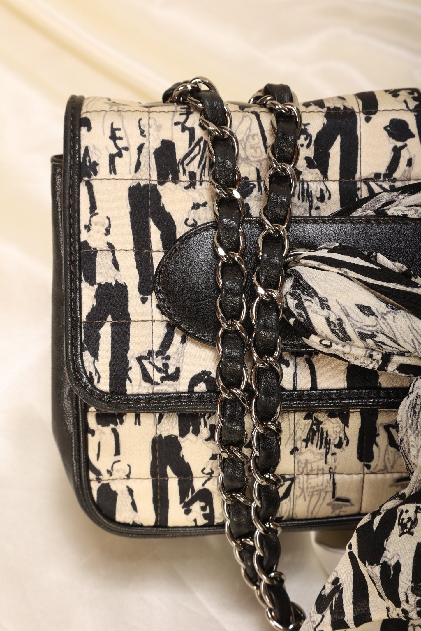 Extremely Rare Chanel Satin Coco Scarf Flap Bag
