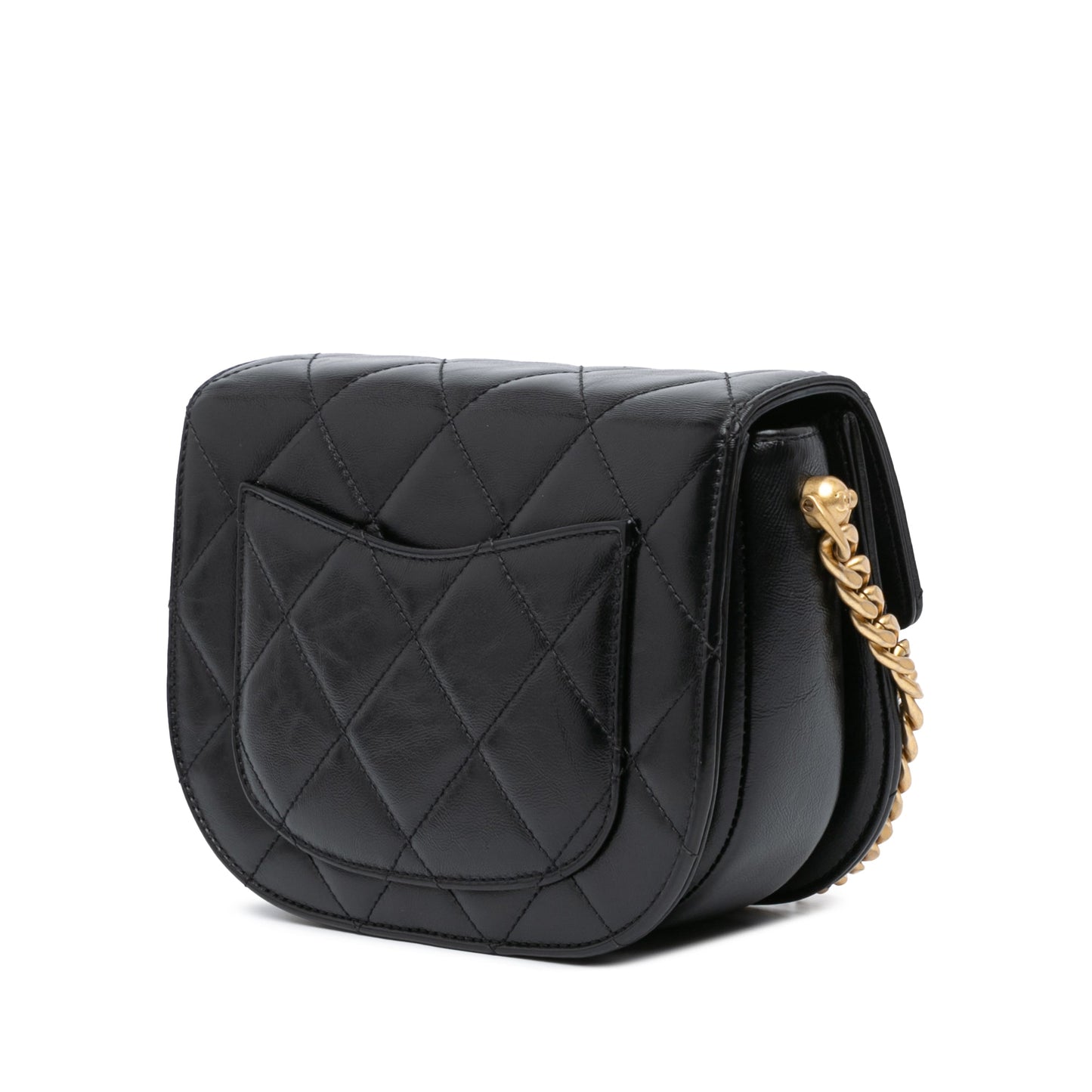 Chanel Sac CC Quilted Calfskin Round Moon Messenger Flap