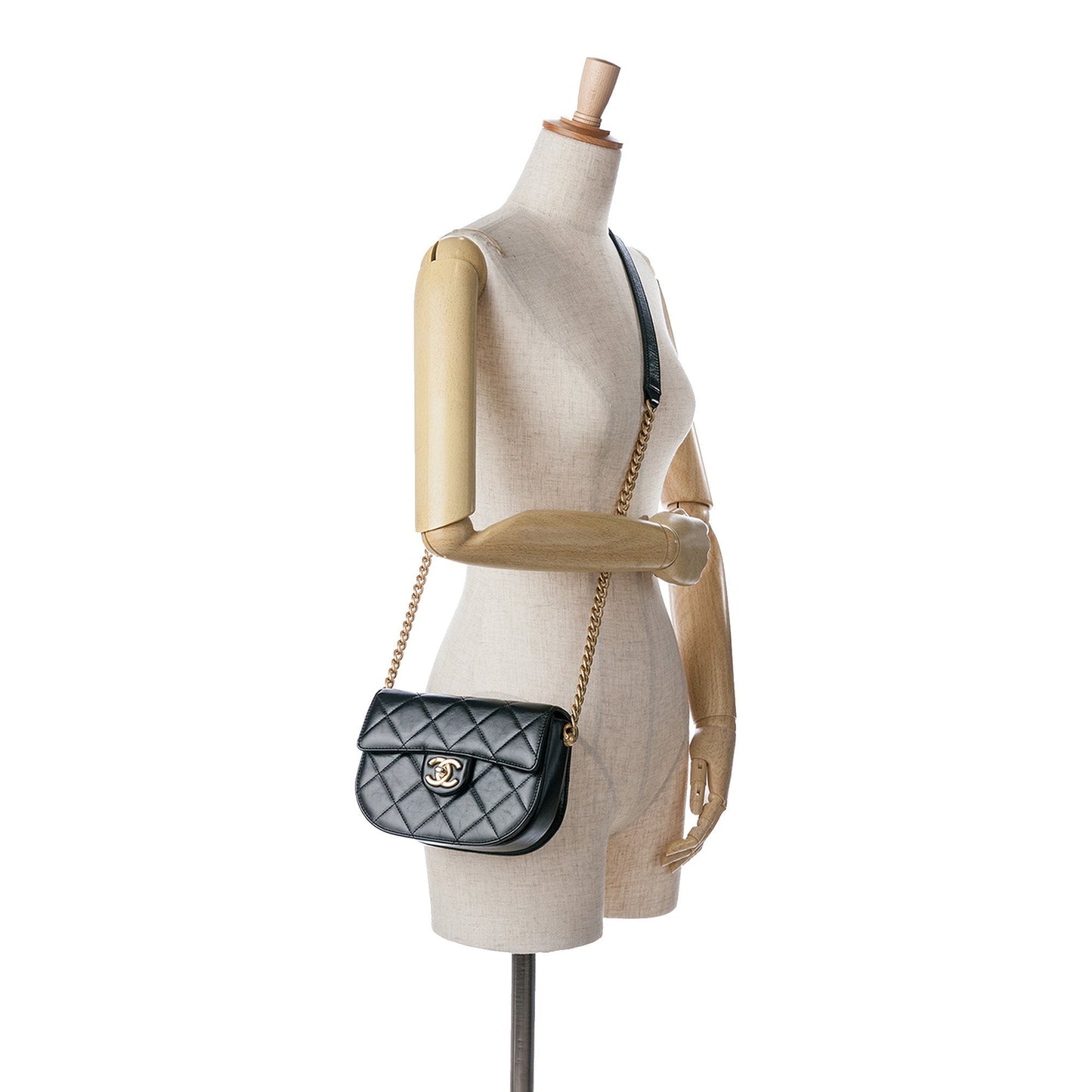 Chanel Sac CC Quilted Calfskin Round Moon Messenger Flap