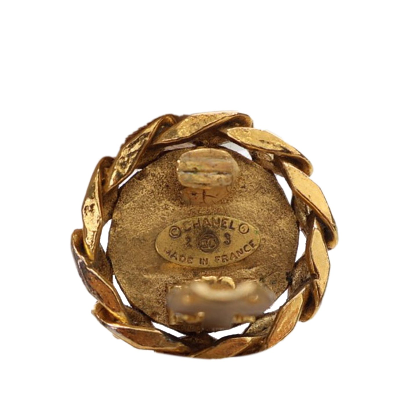 Gold Chanel Gold Plated CC Rhinestones Clip On Earrings