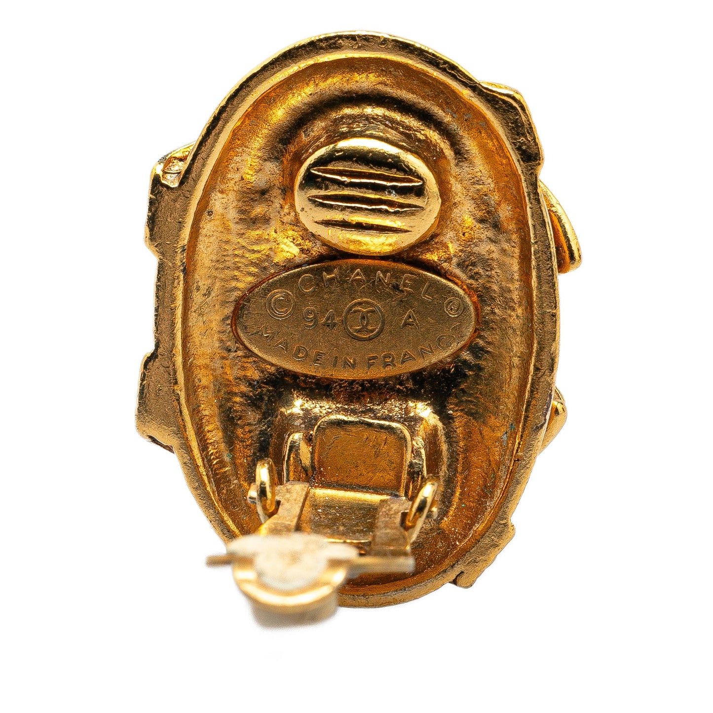 Gold Chanel Gold Plated CC Clip On Earrings