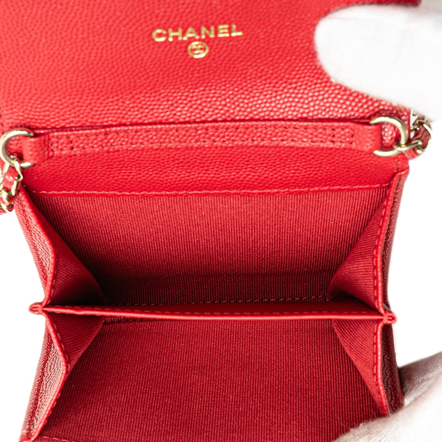 Chanel Sac CC Quilted Caviar Flap Card Holder on Chain