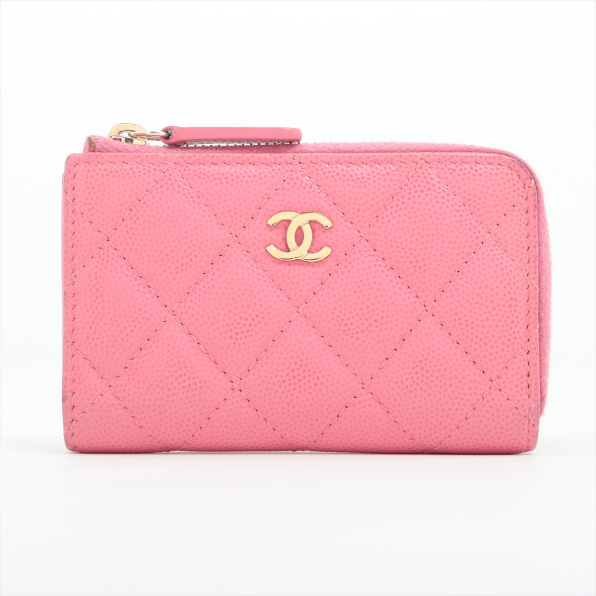 Chanel Matelasse Caviar Skin Coin Case L-shaped Zipper Pink
