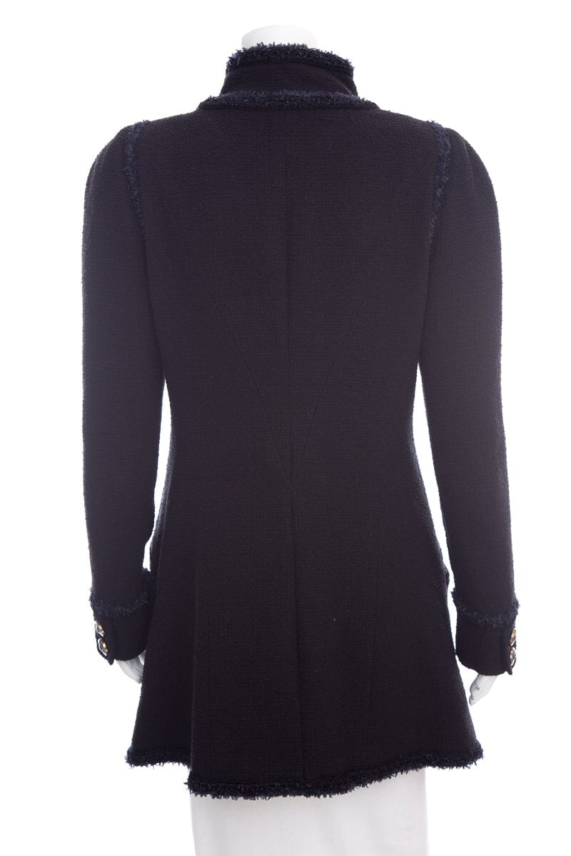 Chanel Black Tweed Button Up Jacket SZ 44