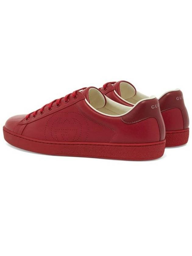 Gucci Ace Interlocking G Low Top Sneakers Hibiscus Red