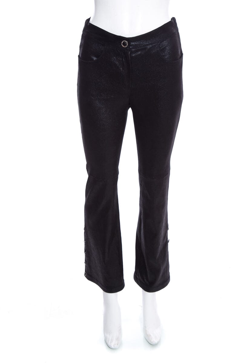 Chanel Black Sparkle Stretch Lambskin Pants SZ 38