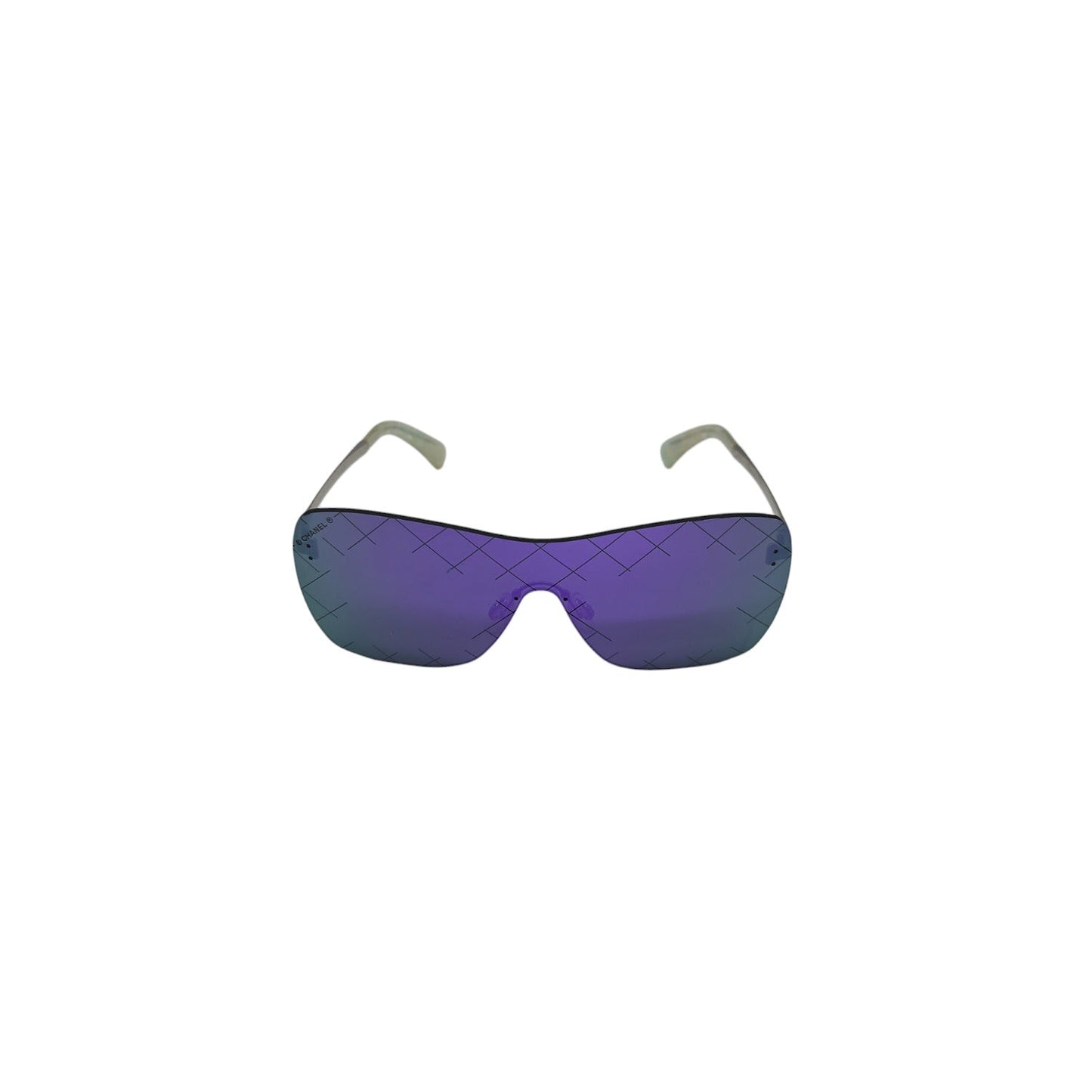 Chanel 4215 CC Shield Quilting Runway Sunglasses Silver Purple