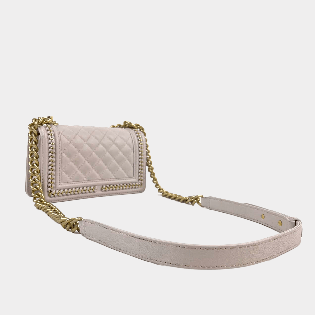 CHANEL 2021 - 2022 Small Boy "Braid Around" Bag Light Purple with Gold