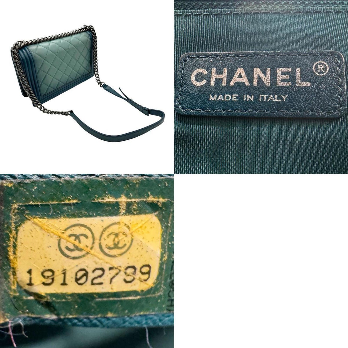 Chanel Sac Boy en cuir vert