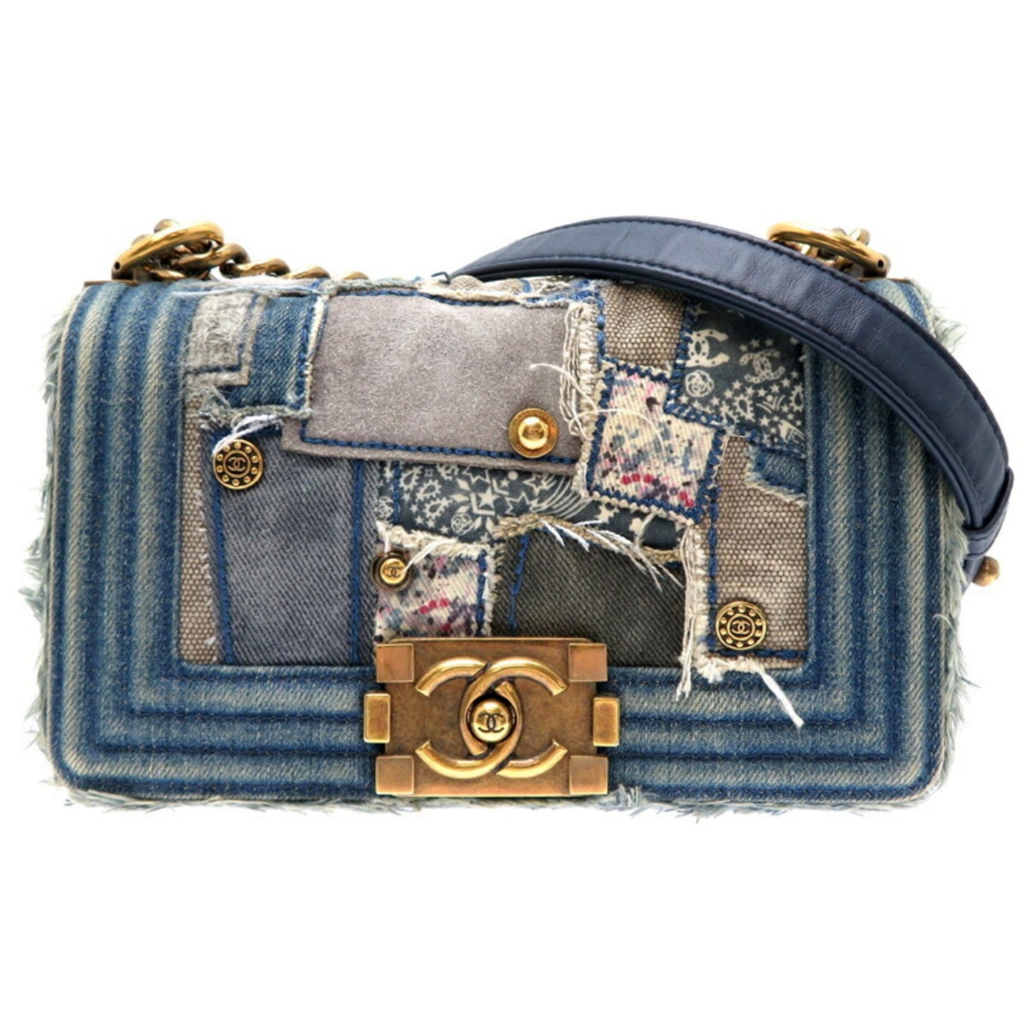 Chanel Sac Boy en denim bleu