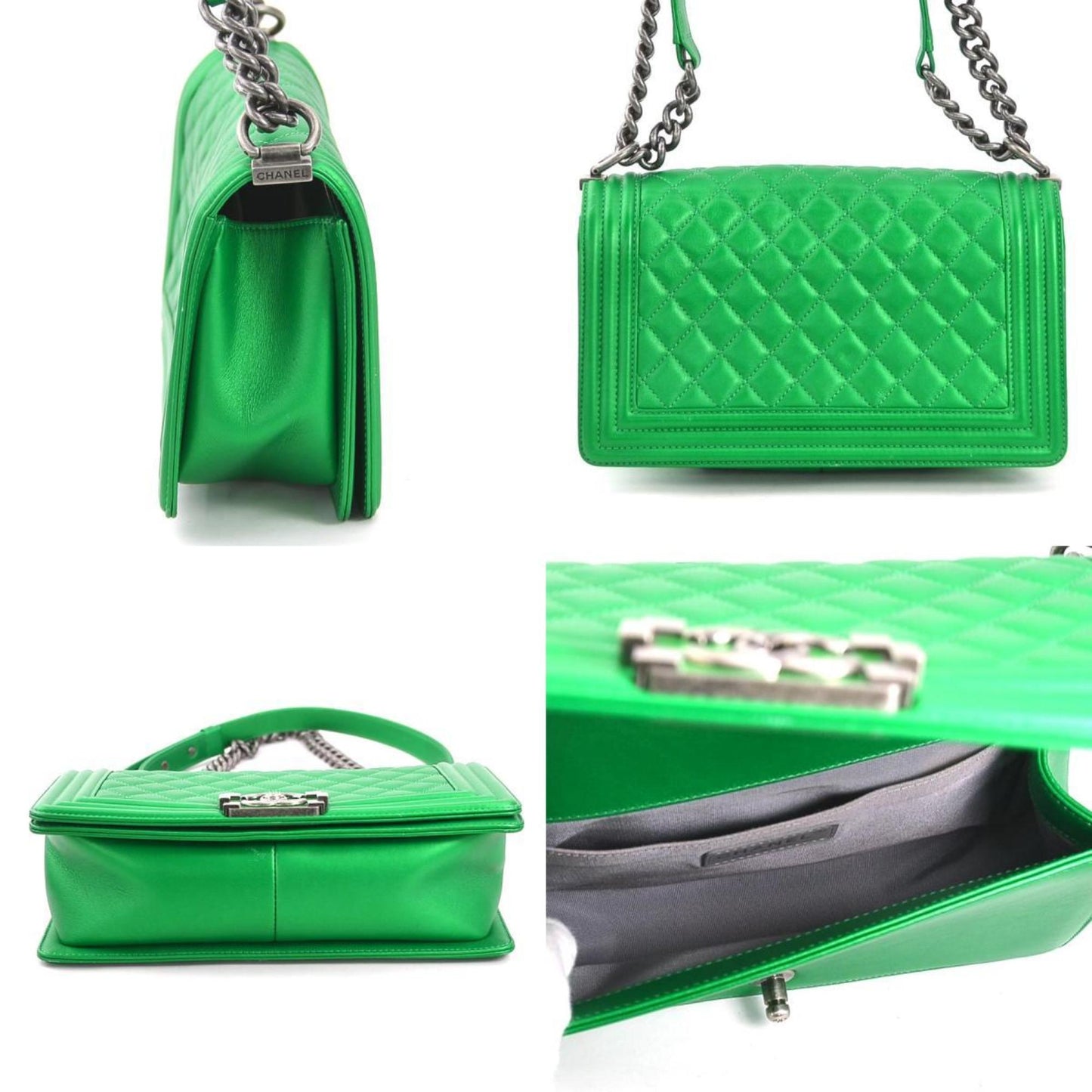 Chanel Sac Boy en cuir vert