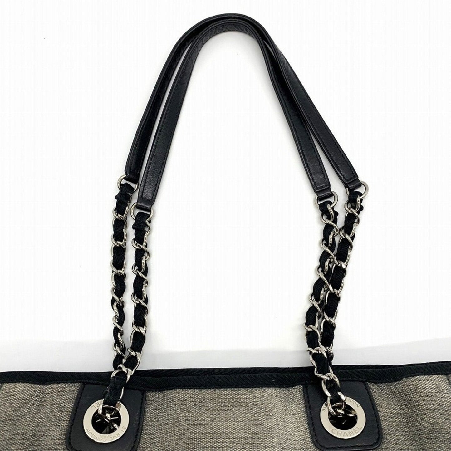 Chanel Sac Deauville en toile gris