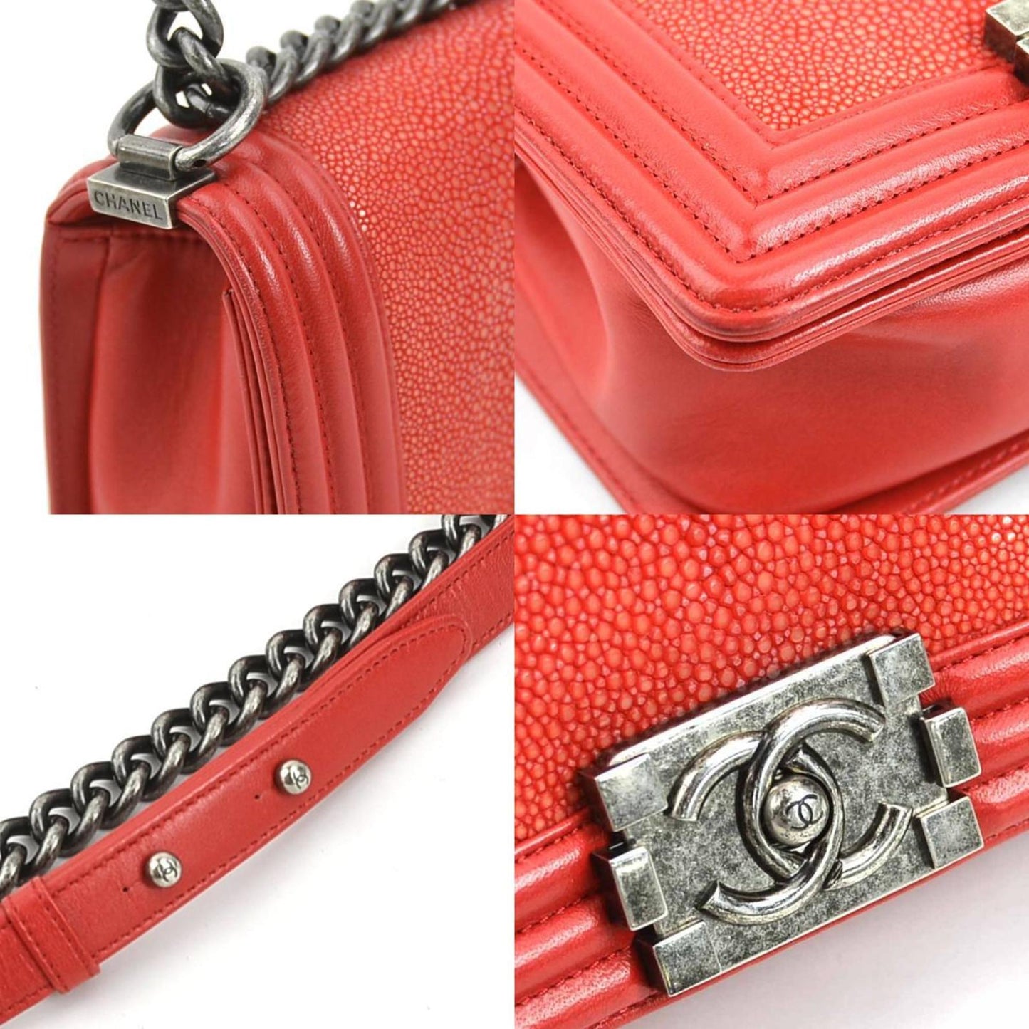 Chanel Sac Boy en cuir rouge