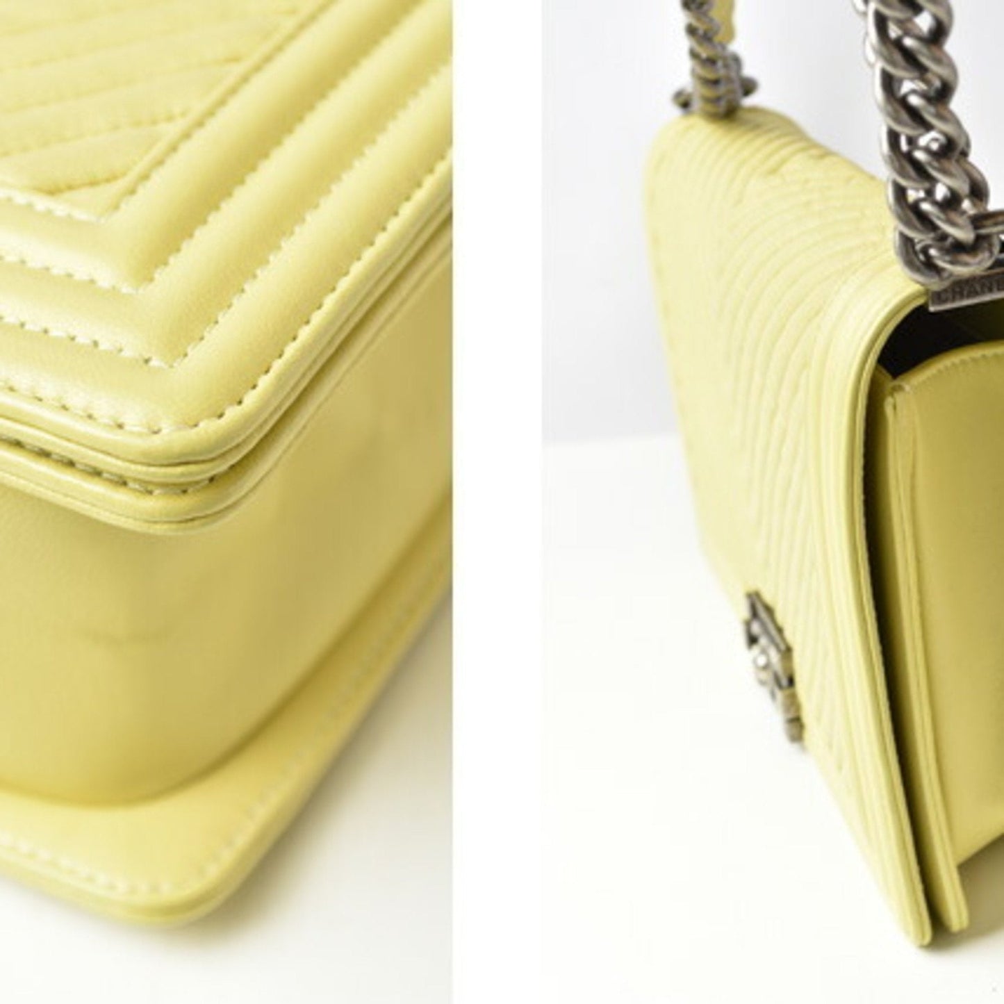Chanel Sac Boy en cuir jaune