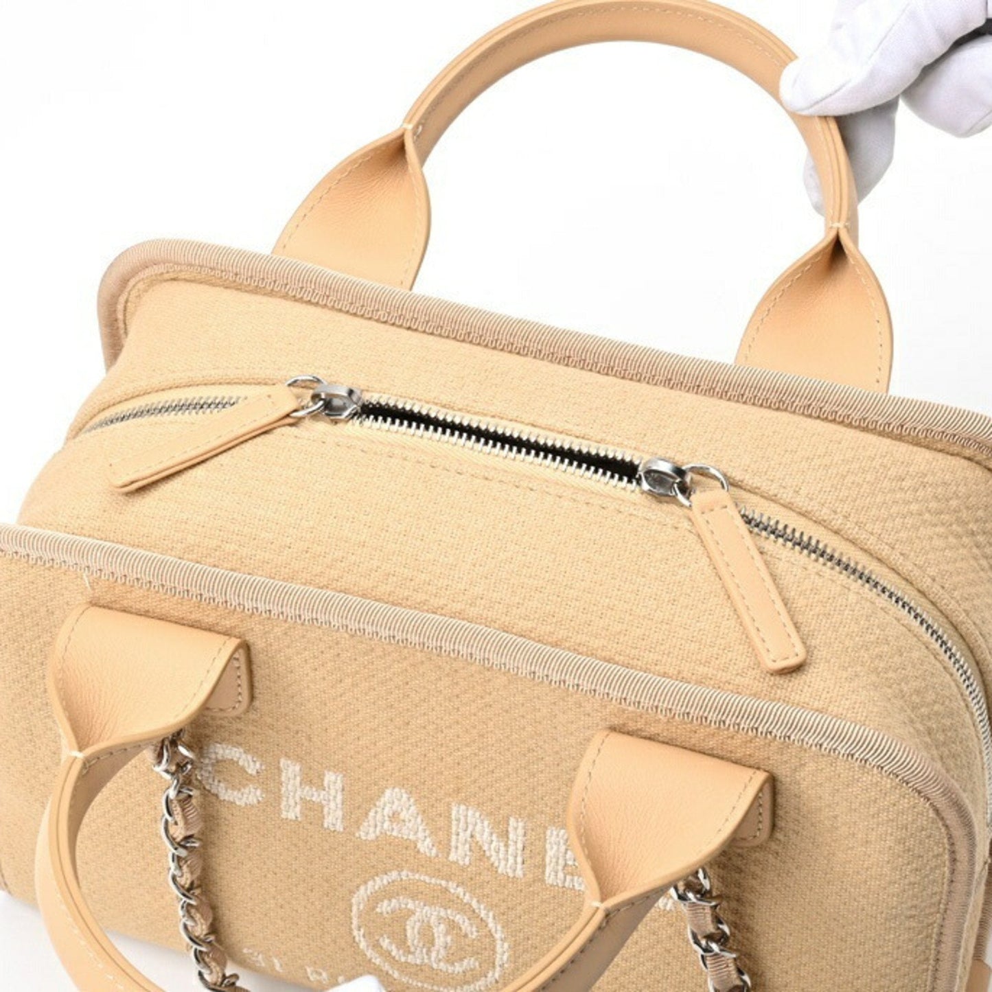 Chanel Sac Deauville en toile beige