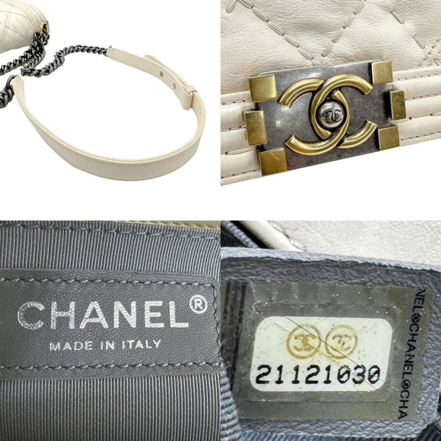 Chanel Sac Boy en cuir blanc