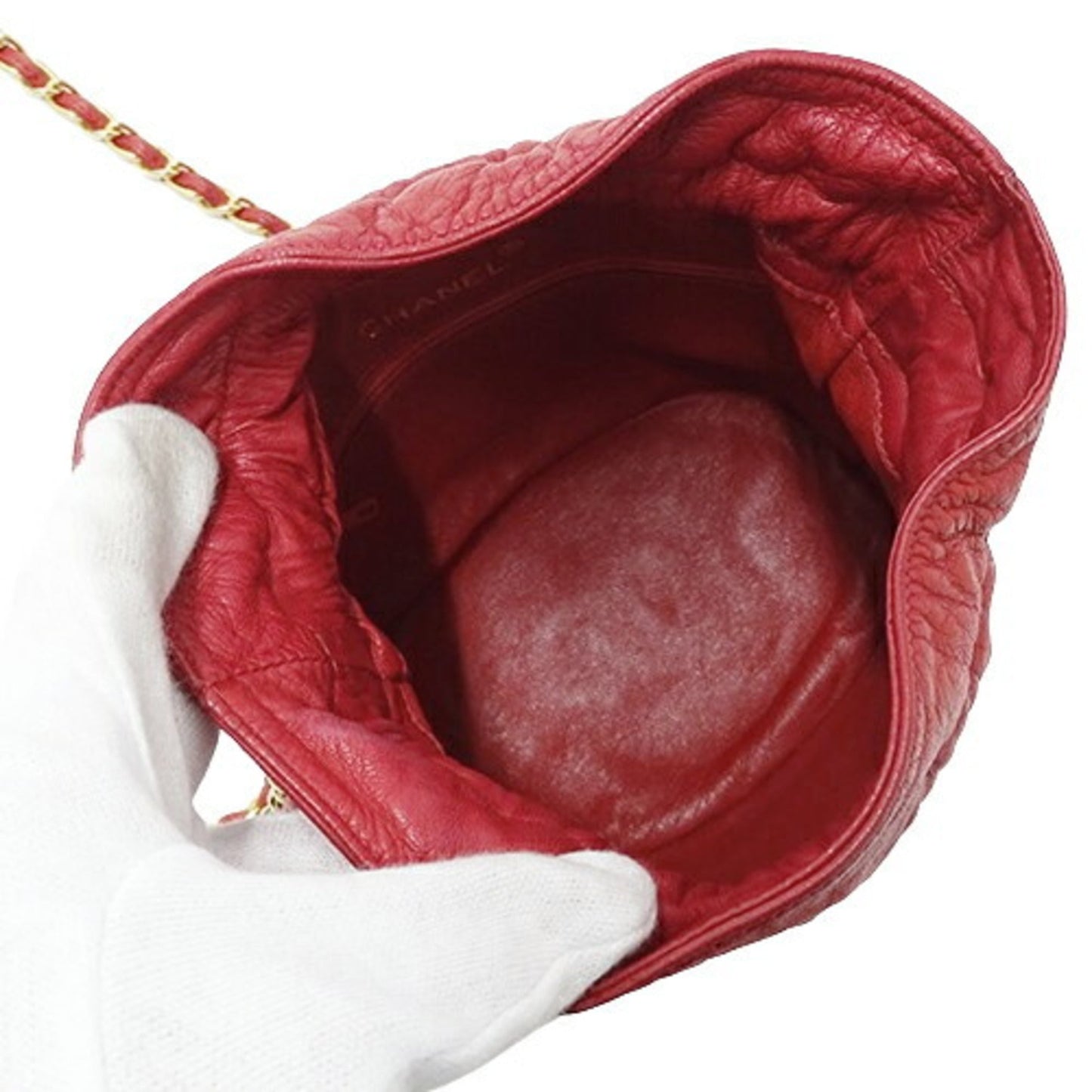 Chanel Sac Bucket en cuir rouge