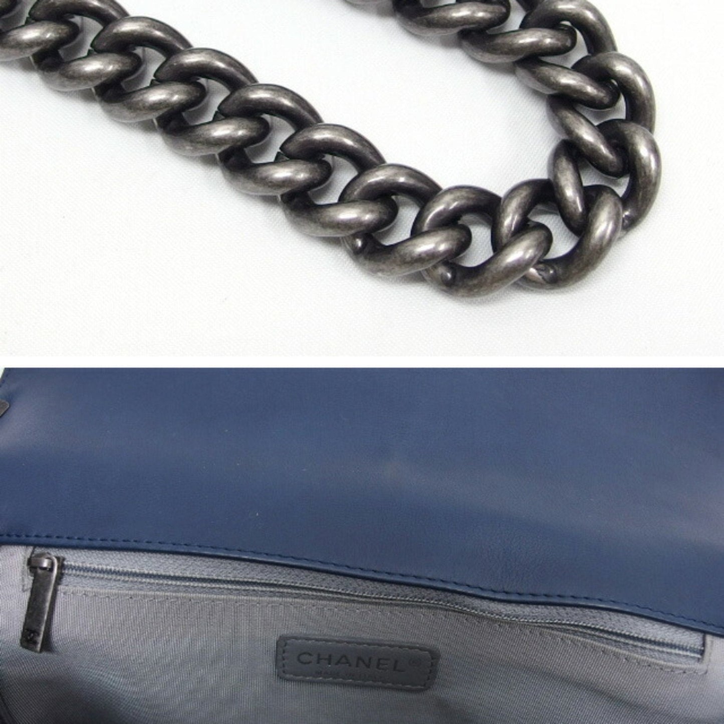 Chanel Sac Boy en cuir bleu